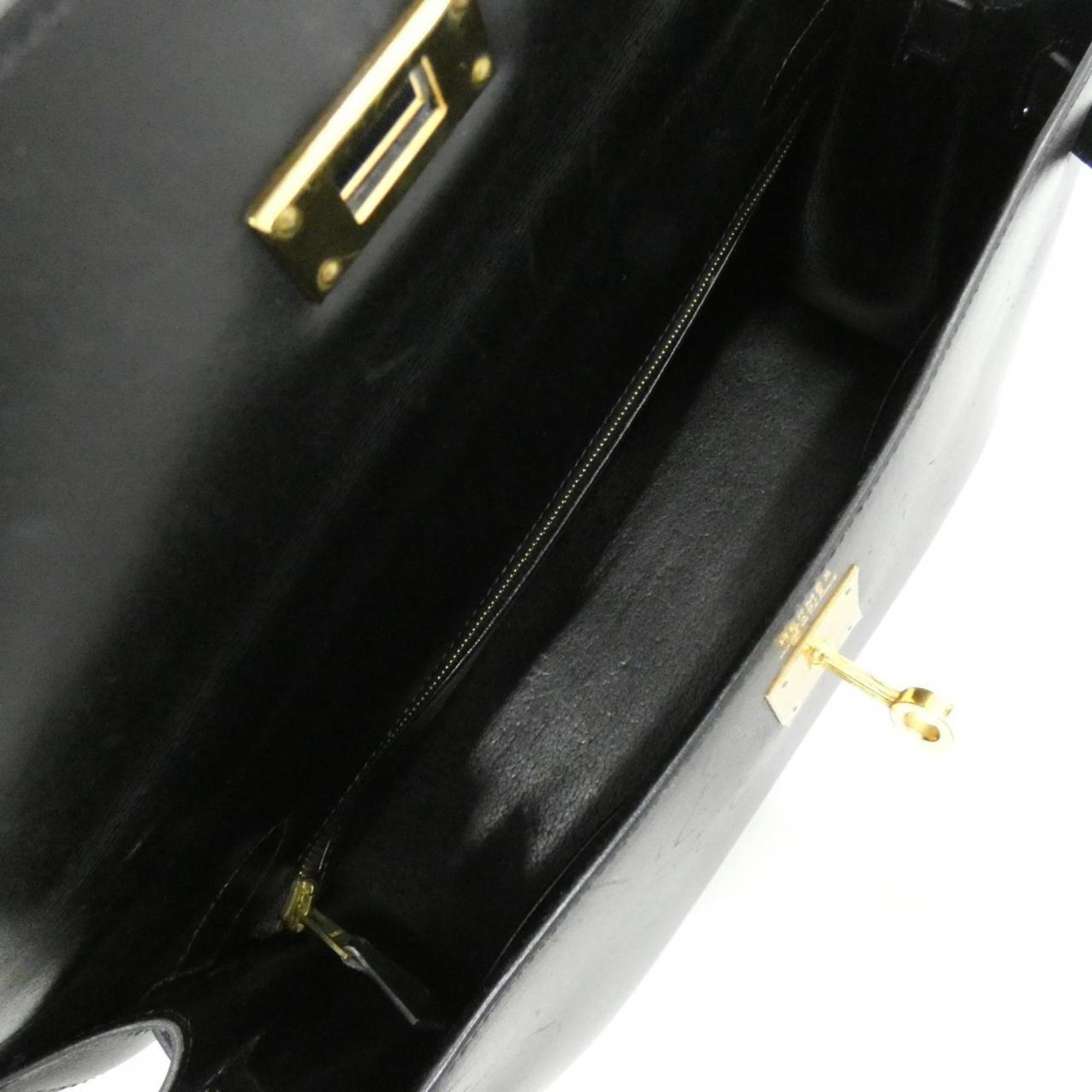Hermes Black Box Calf Leather Handbag (Pre-Owned)