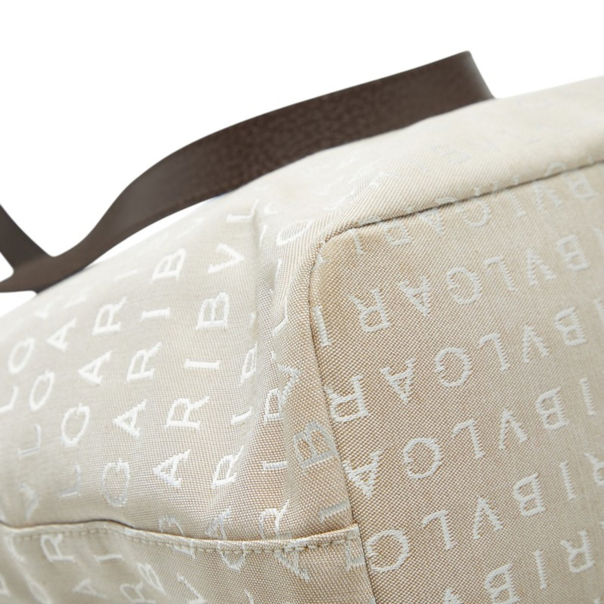 Bvlgari Beige Brown Canvas Leather Shoulder Bag Tote Bag (Pre-Owned)