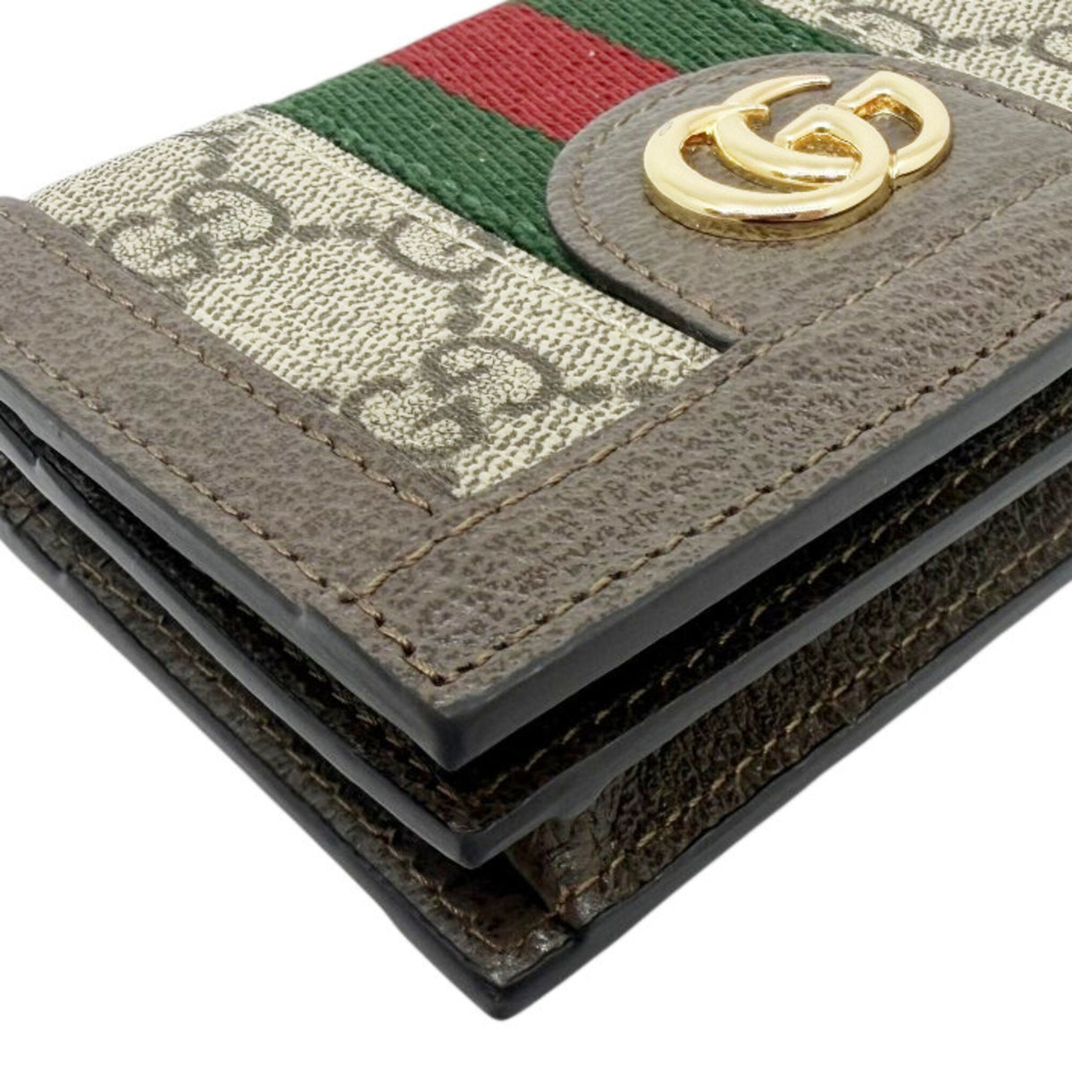 Gucci Beige Brown Leather Gg Canvas Wallet (Bi-Fold) (Pre-Owned)