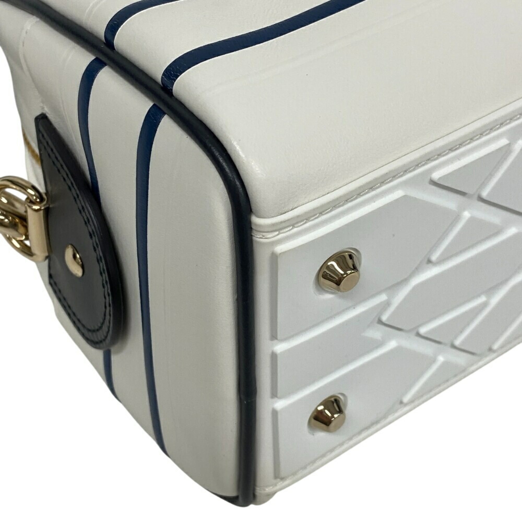 Christian Dior Navy White Leather Handbag (Pre-Owned)