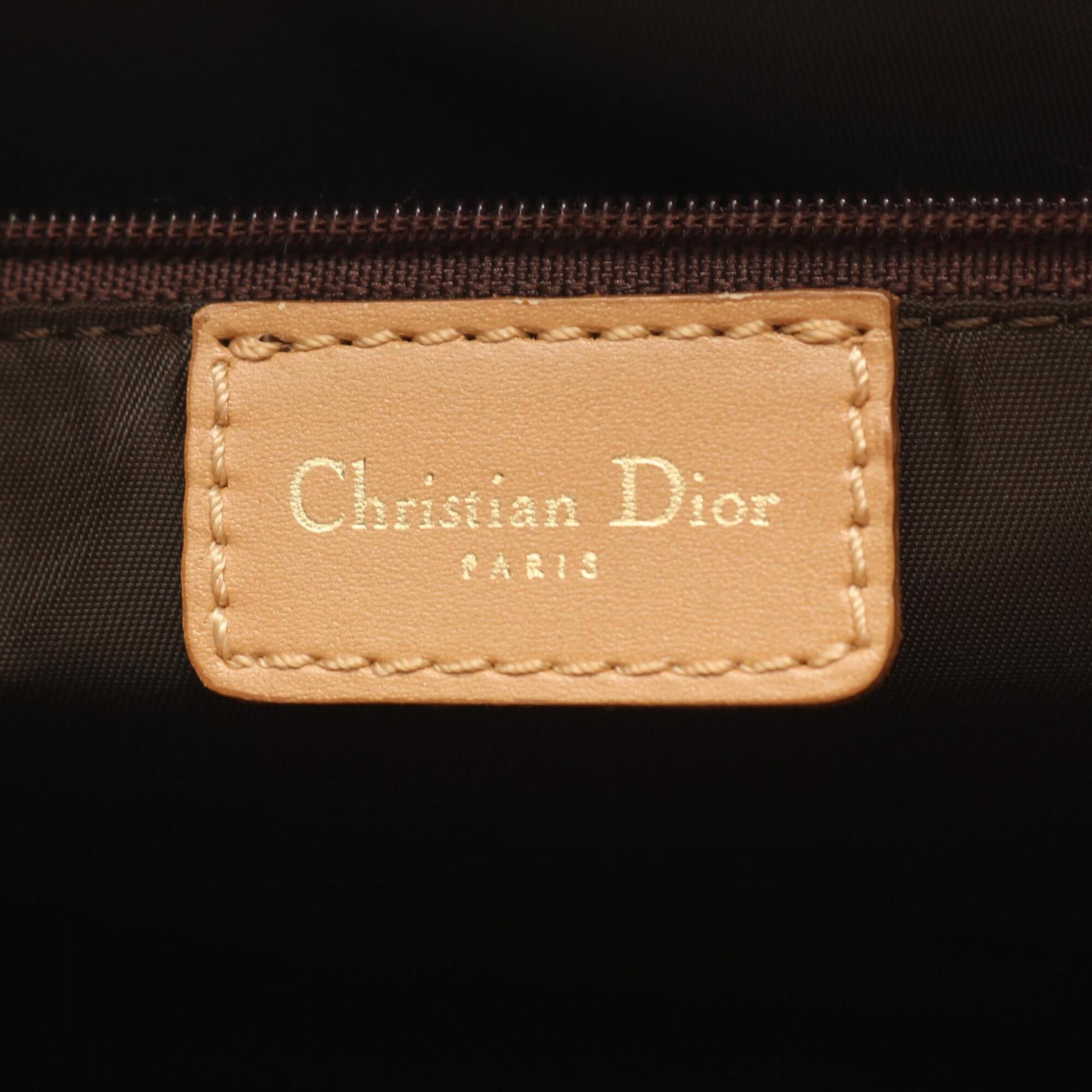 Christian Dior Beige Brown Canvas Leather Handbag Tote Bag (Pre-Owned)