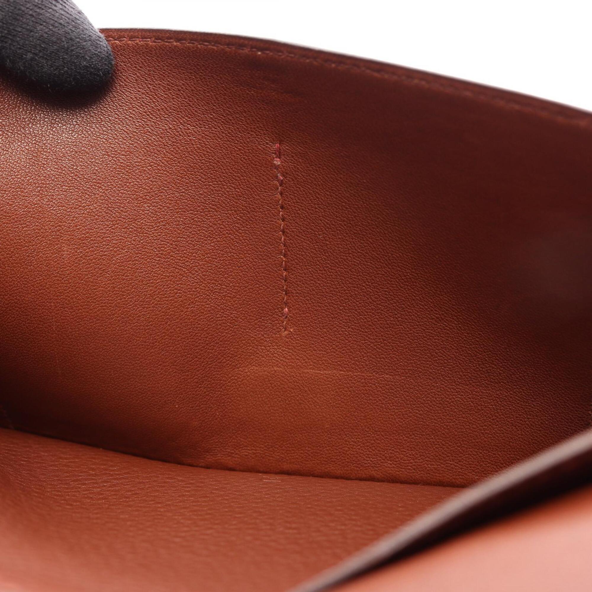 Hermes Brown Taurillon Clemence Leather Long Wallet (Bi-Fold) (Pre-Owned)