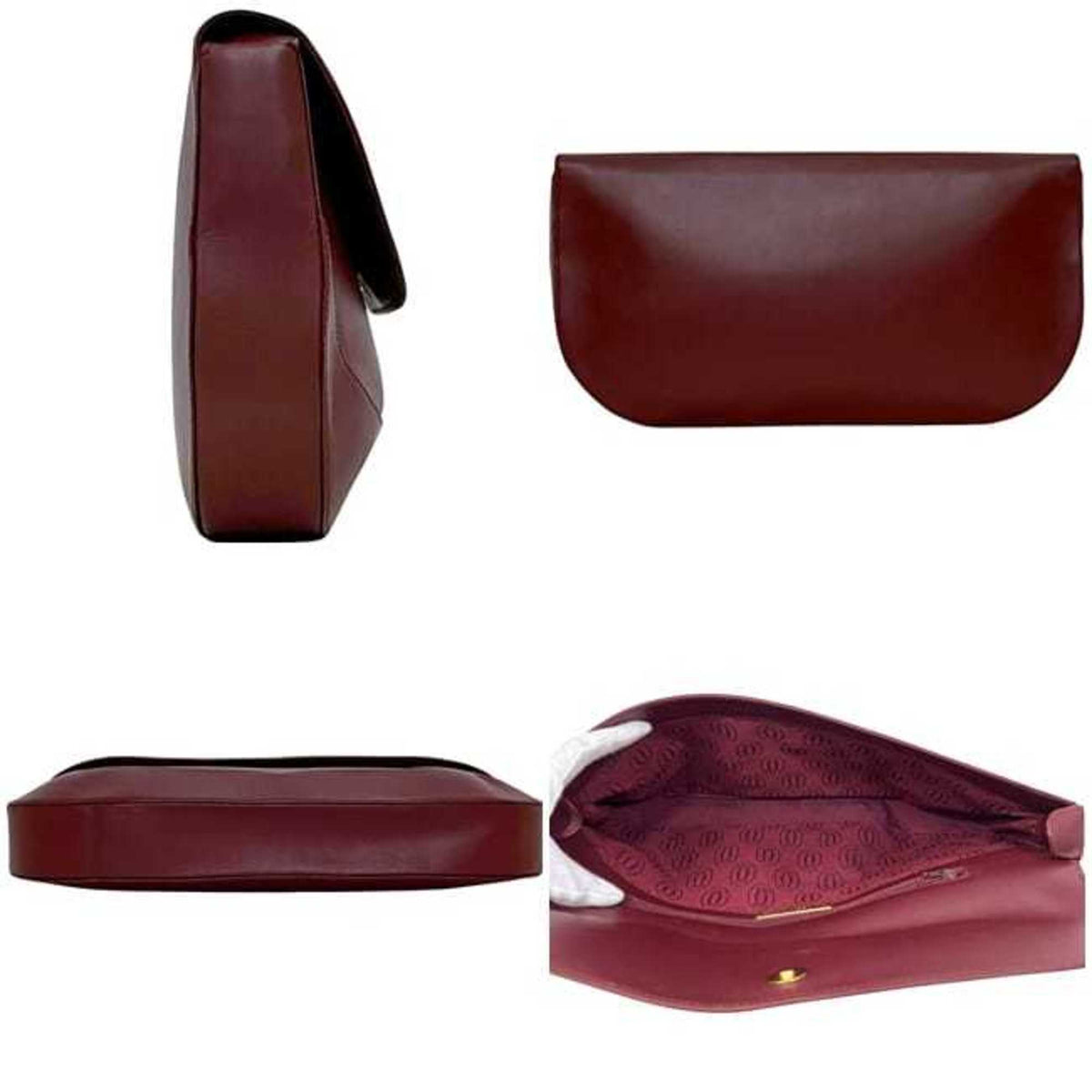 Cartier Must Bordeaux Leather Clutch Bag Handbag (Pre-Owned)