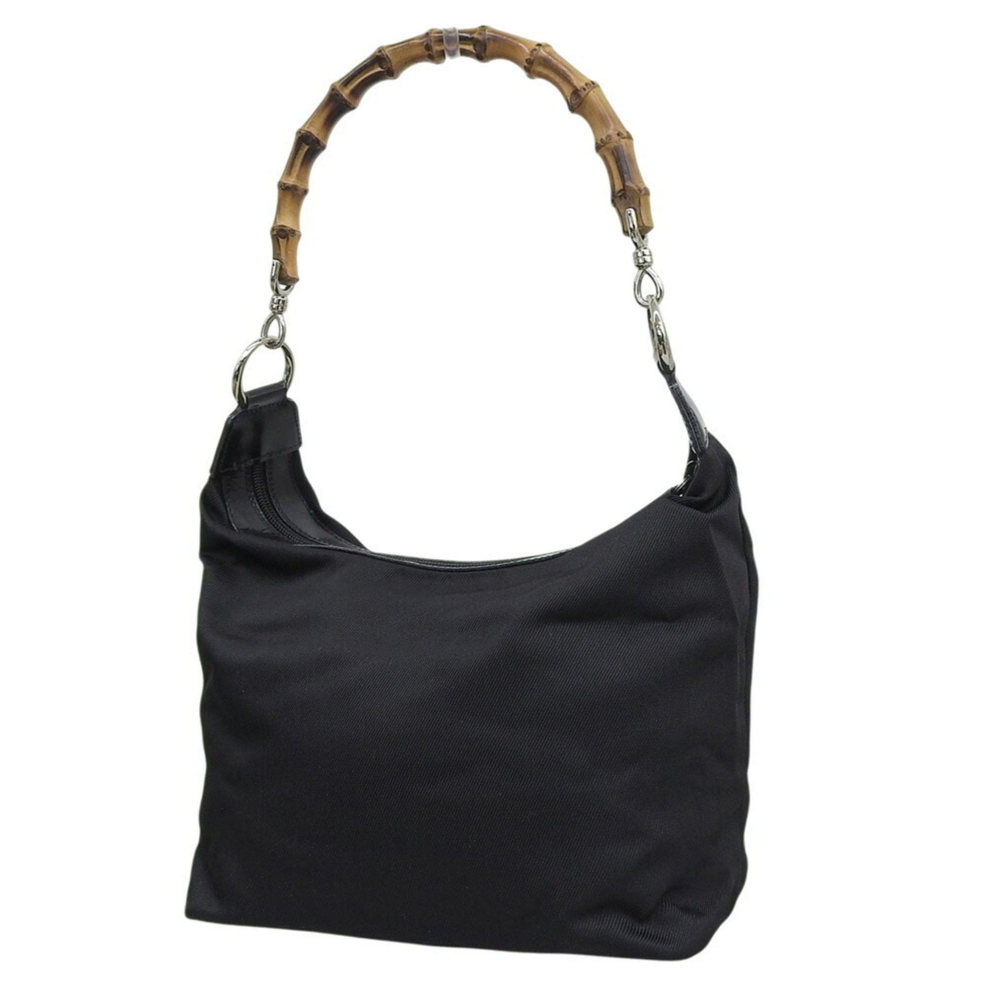 Gucci Black Bamboo Canvas Handbag (Pre-Owned)