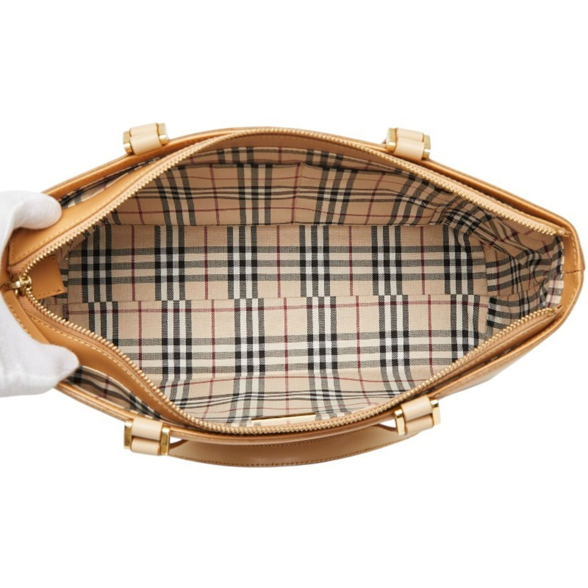 Burberry Beige Leather Handbag Tote Bag (Pre-Owned)