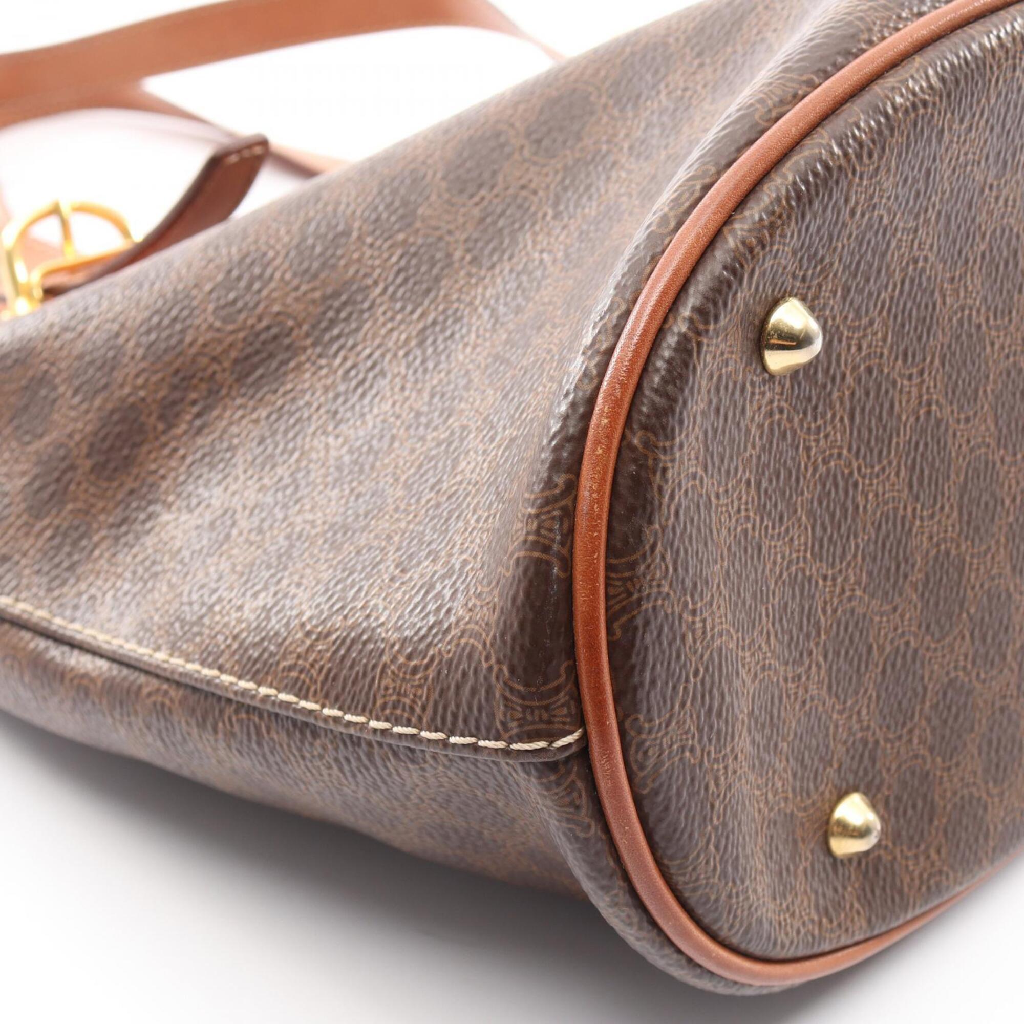 Celine Brown Coated Canvas Leather Handbag Tote Bag (Pre-Owned)