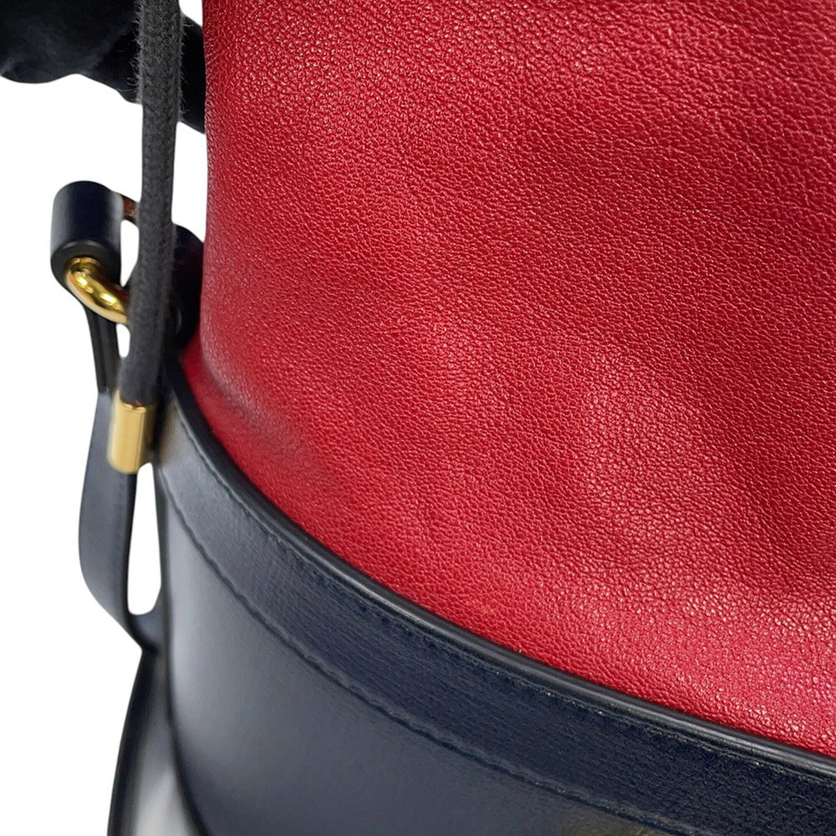 Gucci Navy Red Color Leather Shoulder Bag (Pre-Owned)