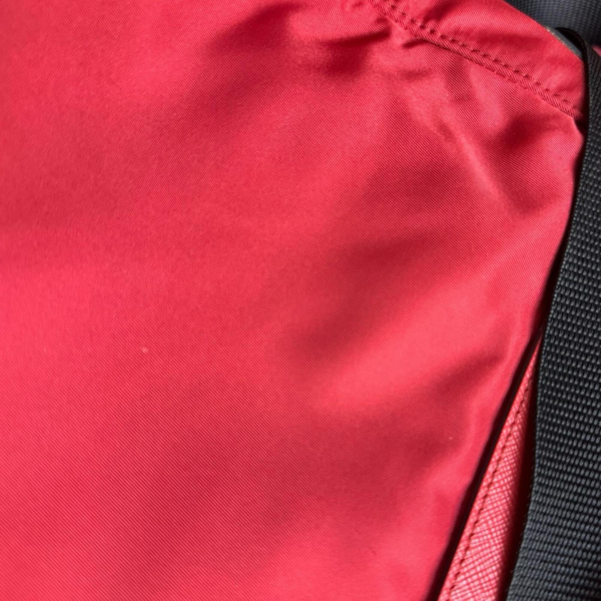Prada Red Color Nylon Shoulder Bag (Pre-Owned)