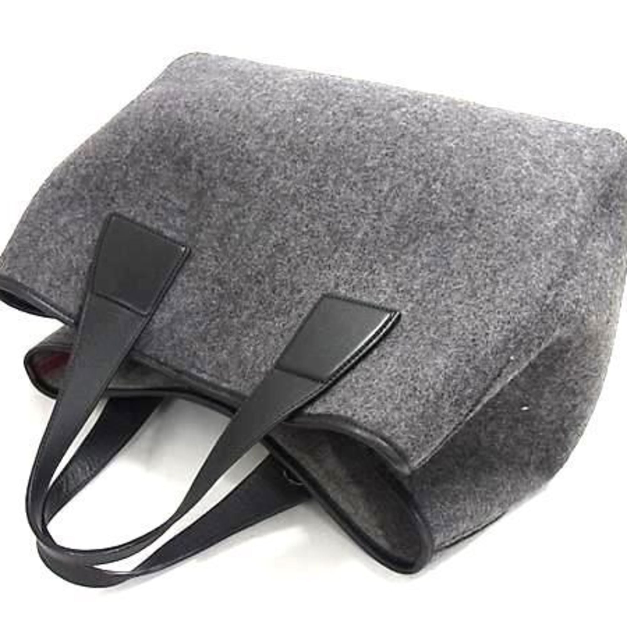 Mcm Black Gray Felt Handbag Shoulder Bag Tote Bag (Pre-Owned)