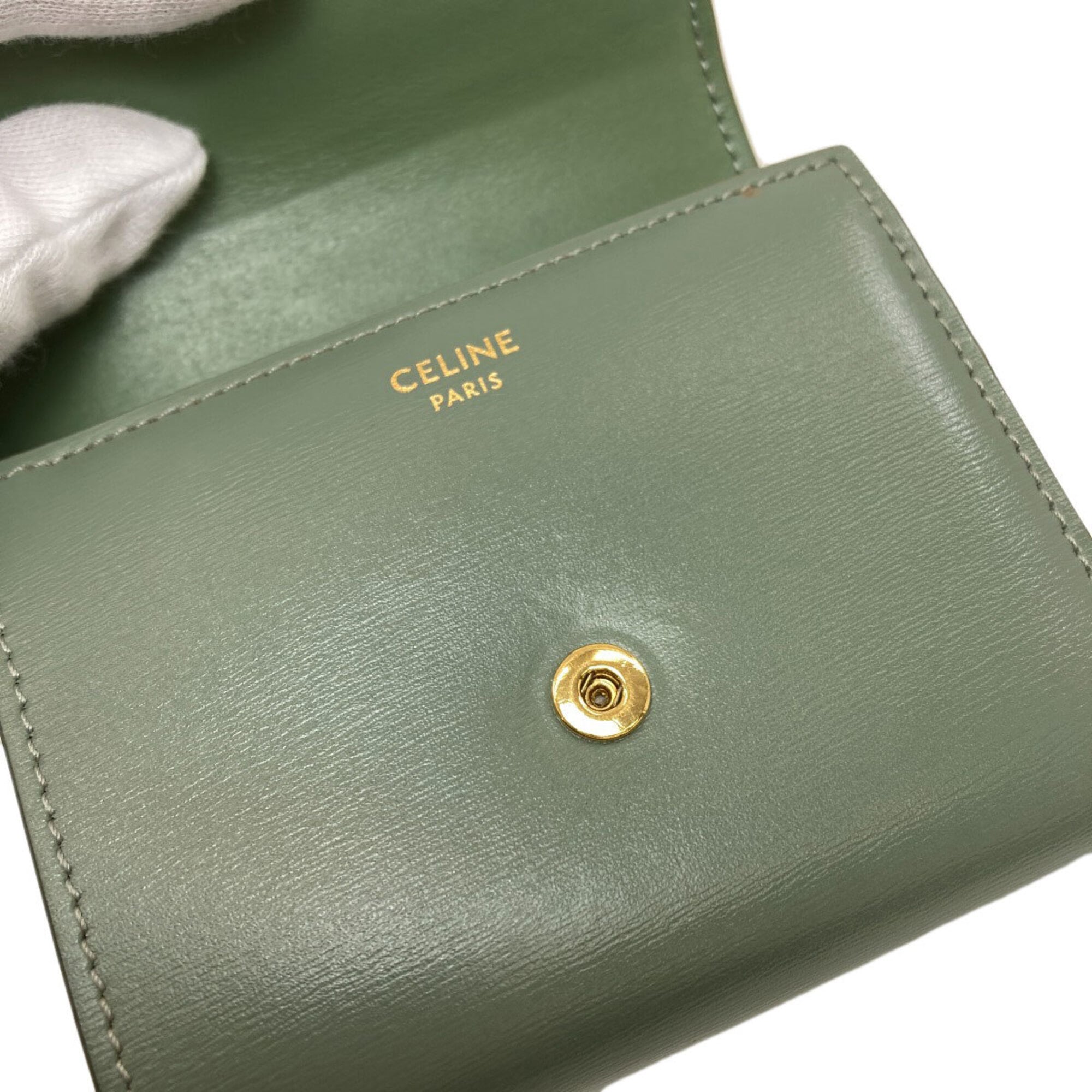 Celine Green Leather Wallet (Bi-Fold) (Pre-Owned)