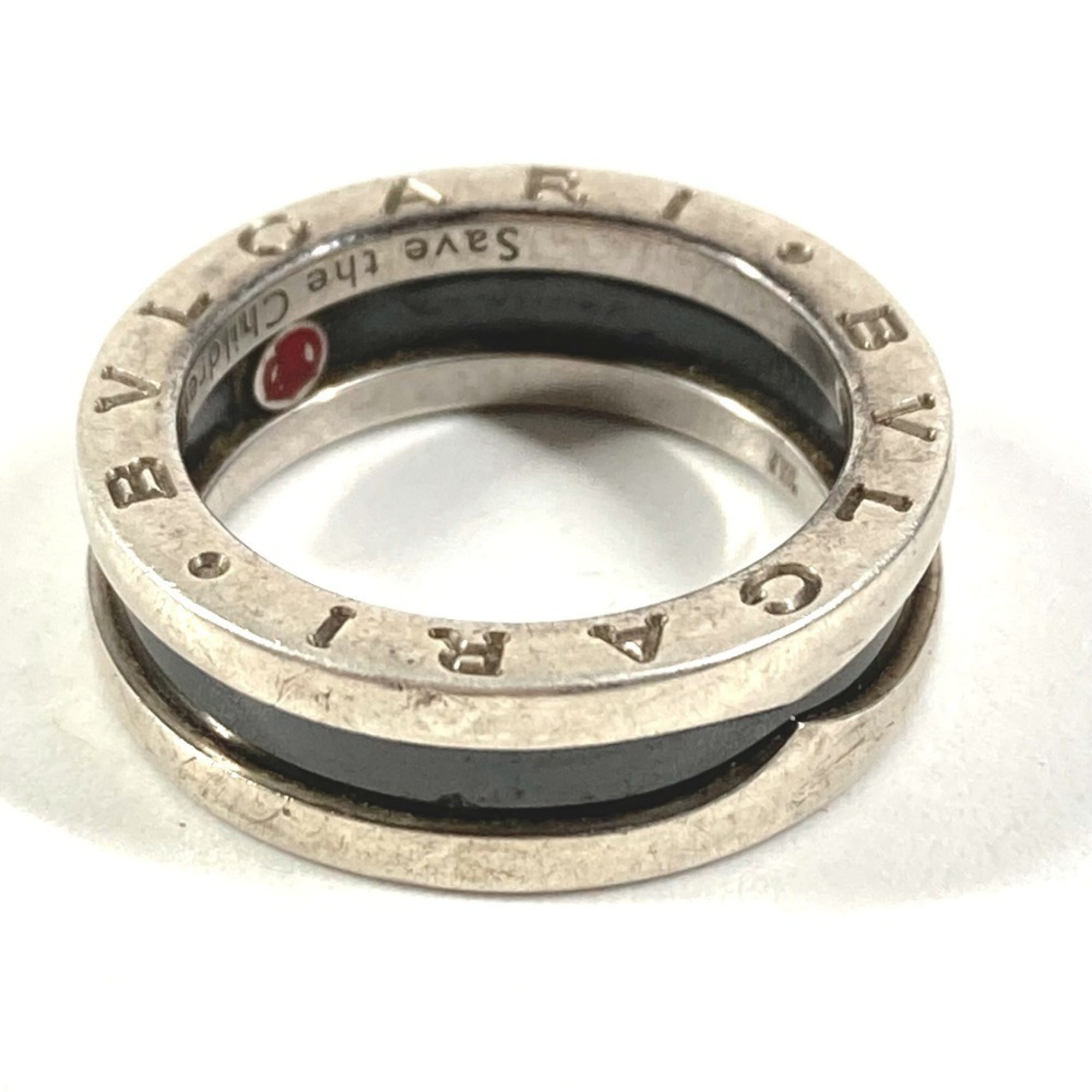 Bvlgari Silver Black Silver 925 Band Ring (Pre-Owned)