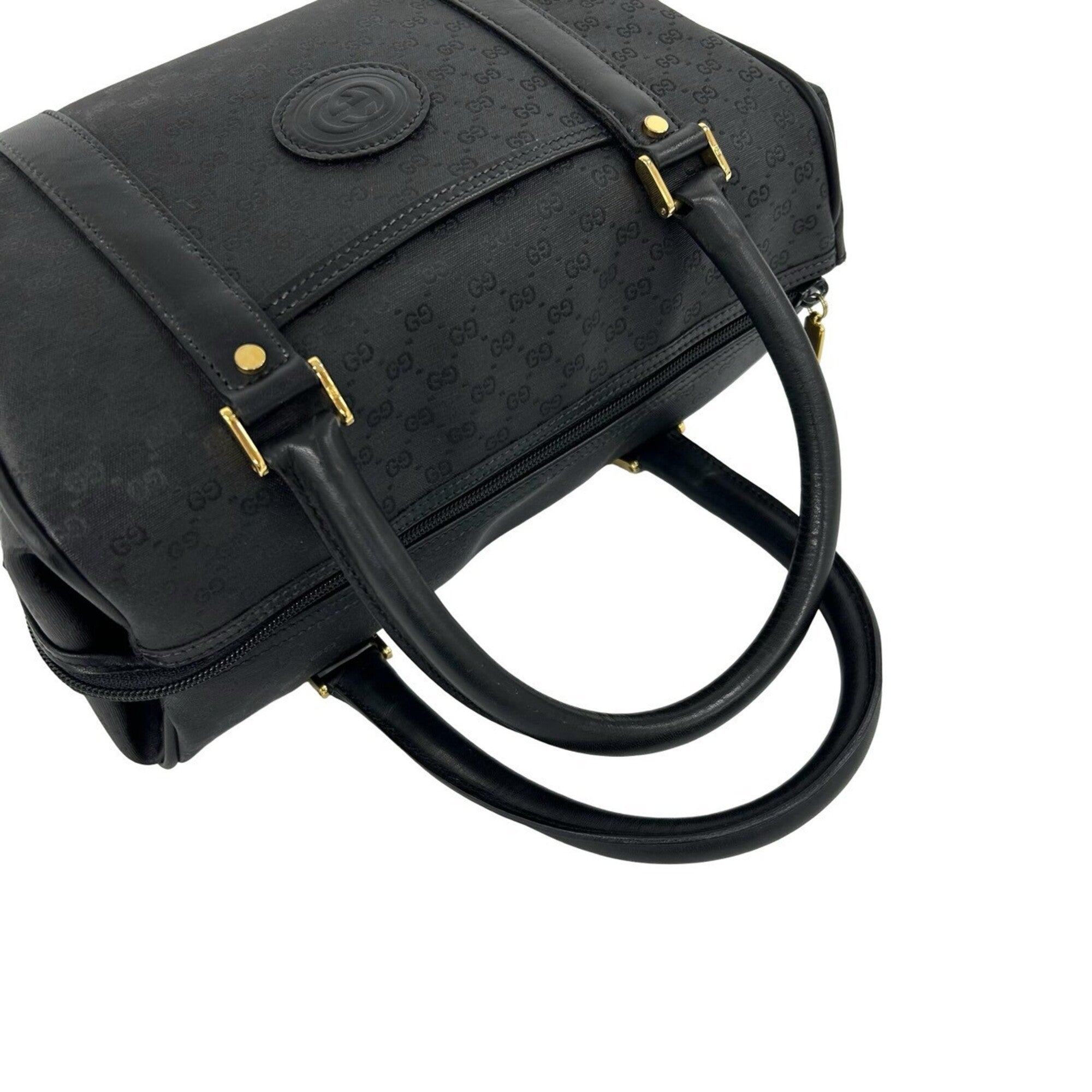 Gucci Black Pvc Leather Boston Bag Handbag (Pre-Owned)