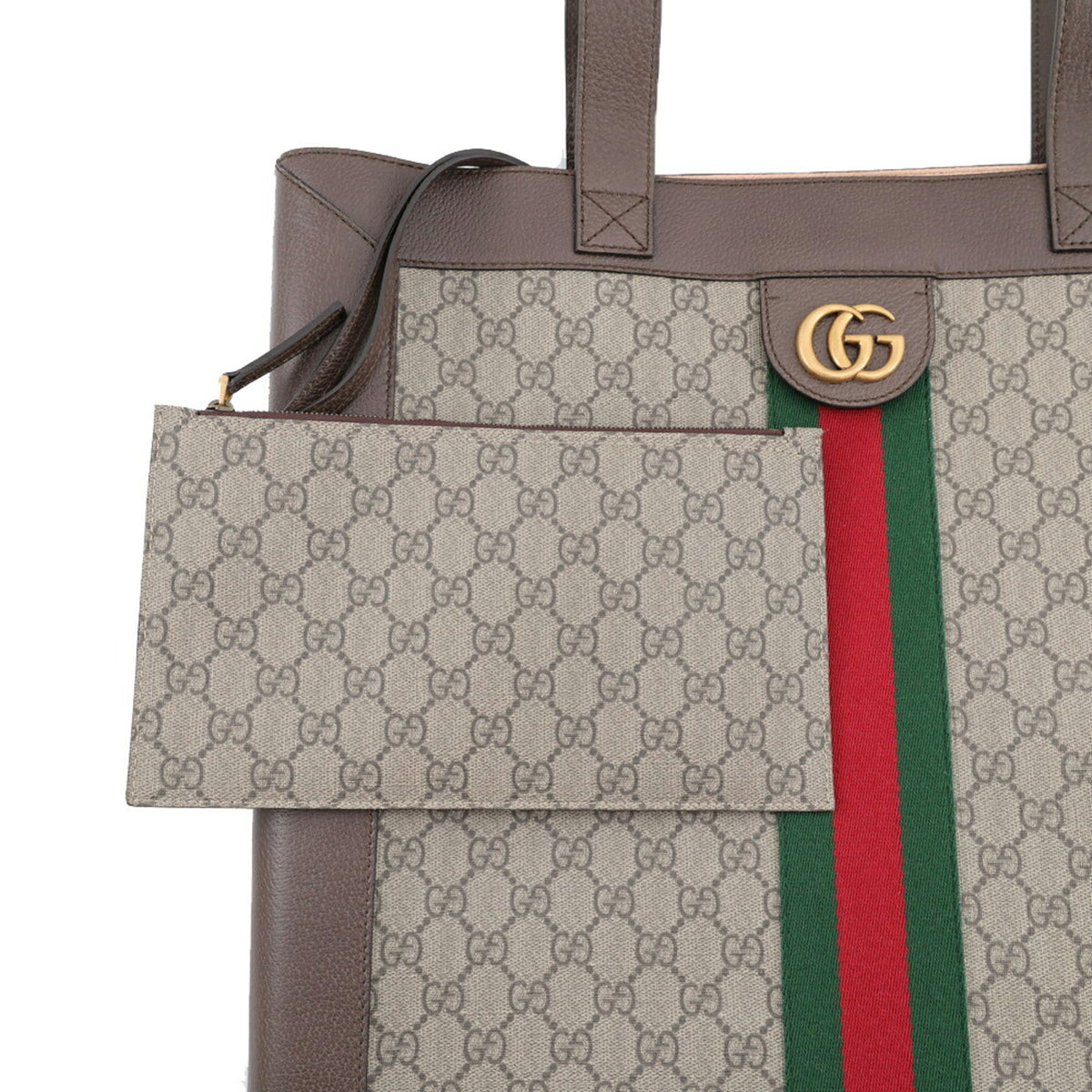 Gucci Beige Brown Gg Supreme Leather Handbag (Pre-Owned)