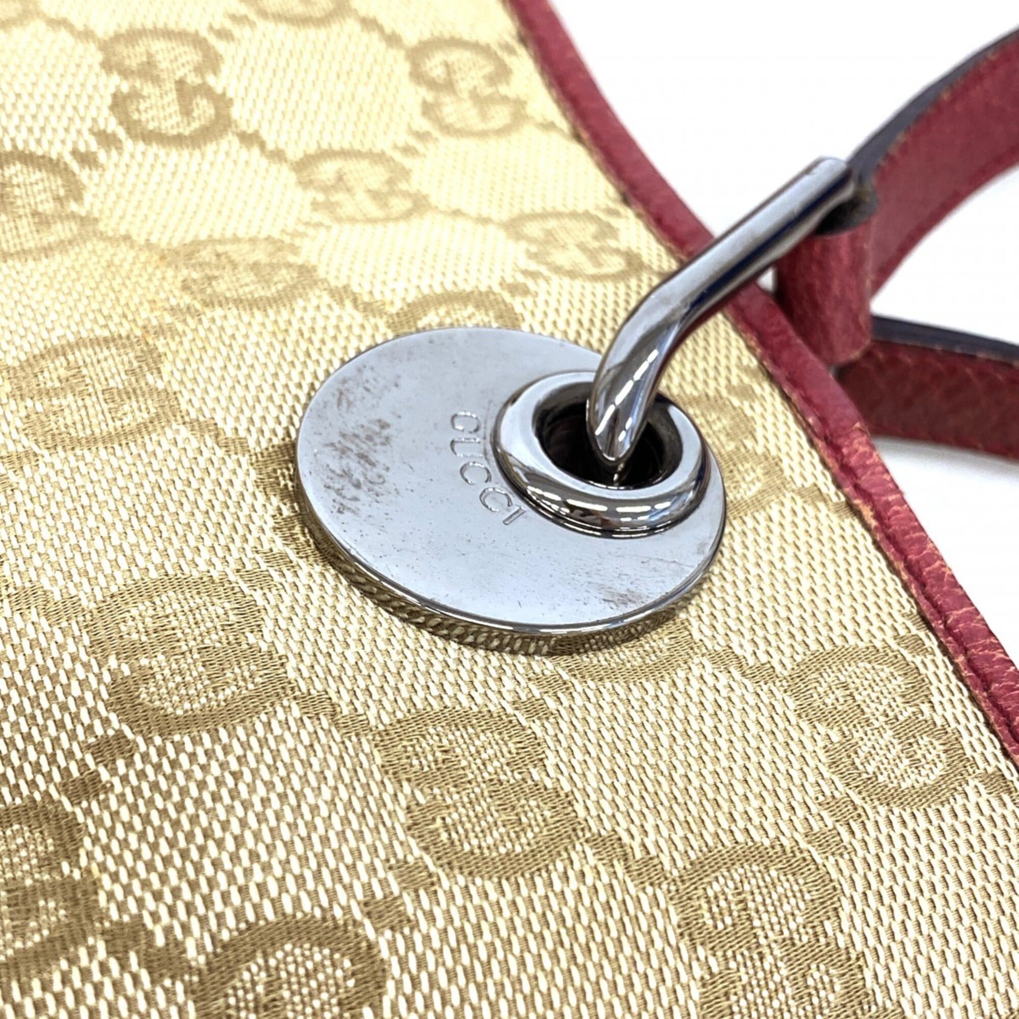 Gucci Beige Bordeaux Canvas Tote Bag (Pre-Owned)