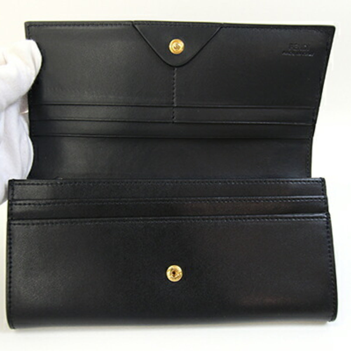 Fendi Black Leather Long Wallet (Bi-Fold) (Pre-Owned)