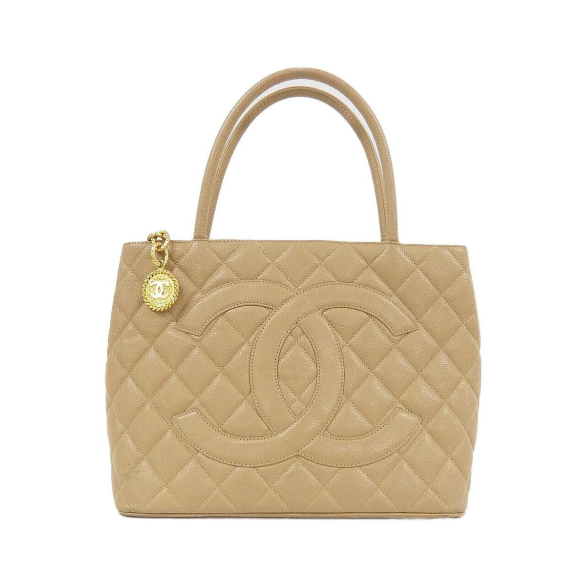Chanel Beige Grained Calfskin Handbag (Pre-Owned)