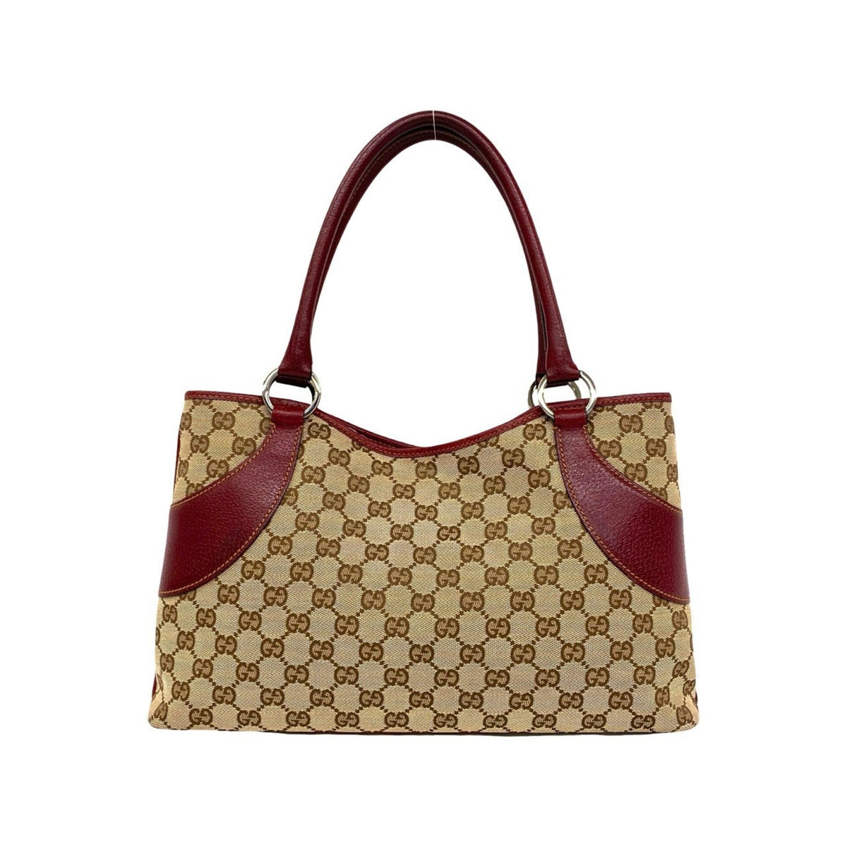 Gucci Brown Canvas Leather Handbag Shoulder Bag Tote Bag (Pre-Owned)