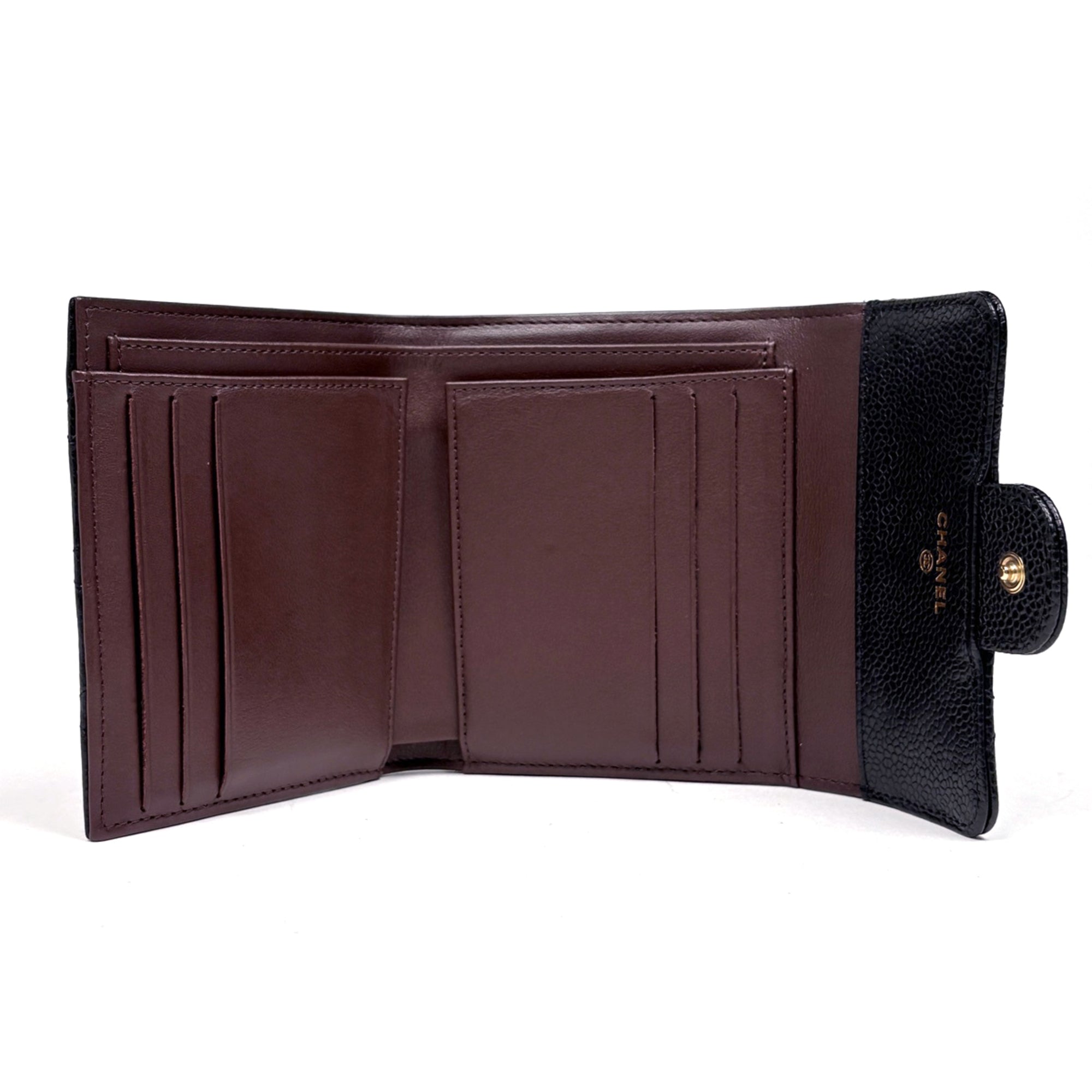 Chanel Matelasse Black Grained Calfskin Wallet (Tri-Fold) (Pre-Owned)