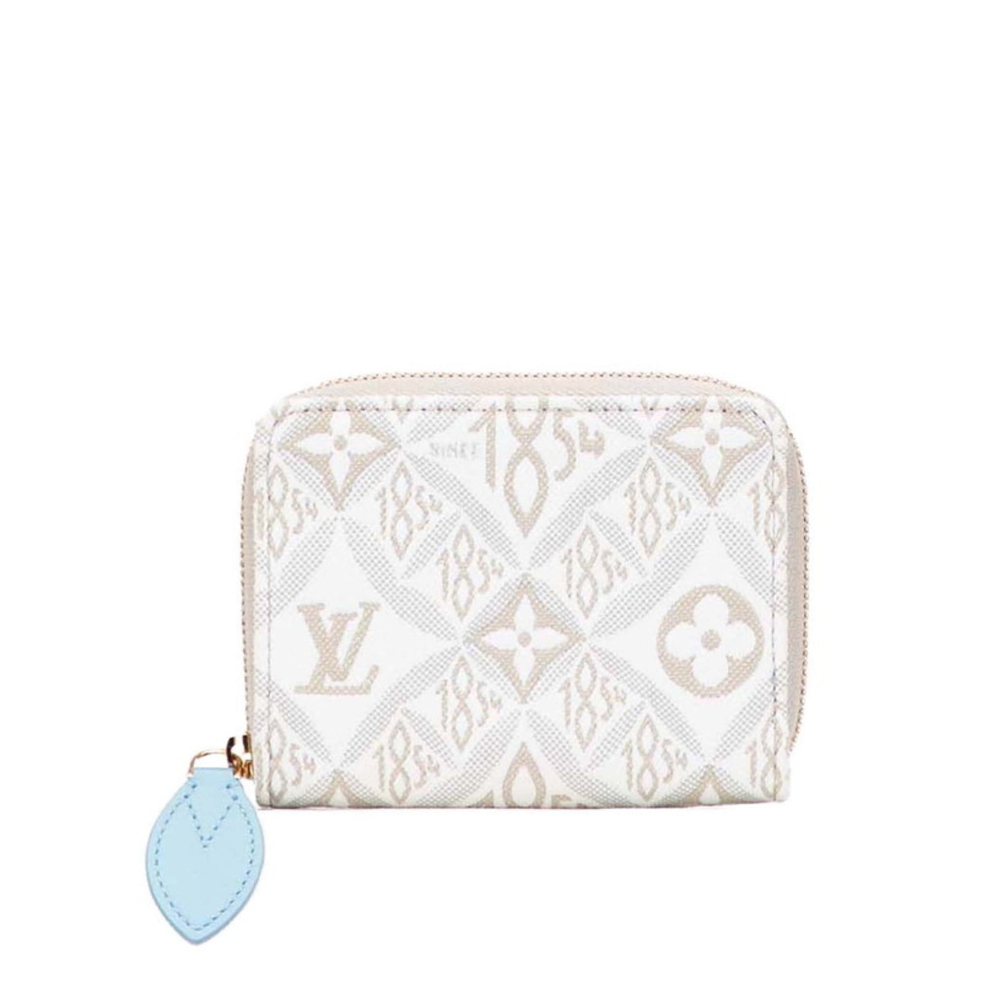 Louis Vuitton Monogram Beige White Canvas Leather Coin Purse/Coin Case (Pre-Owned)