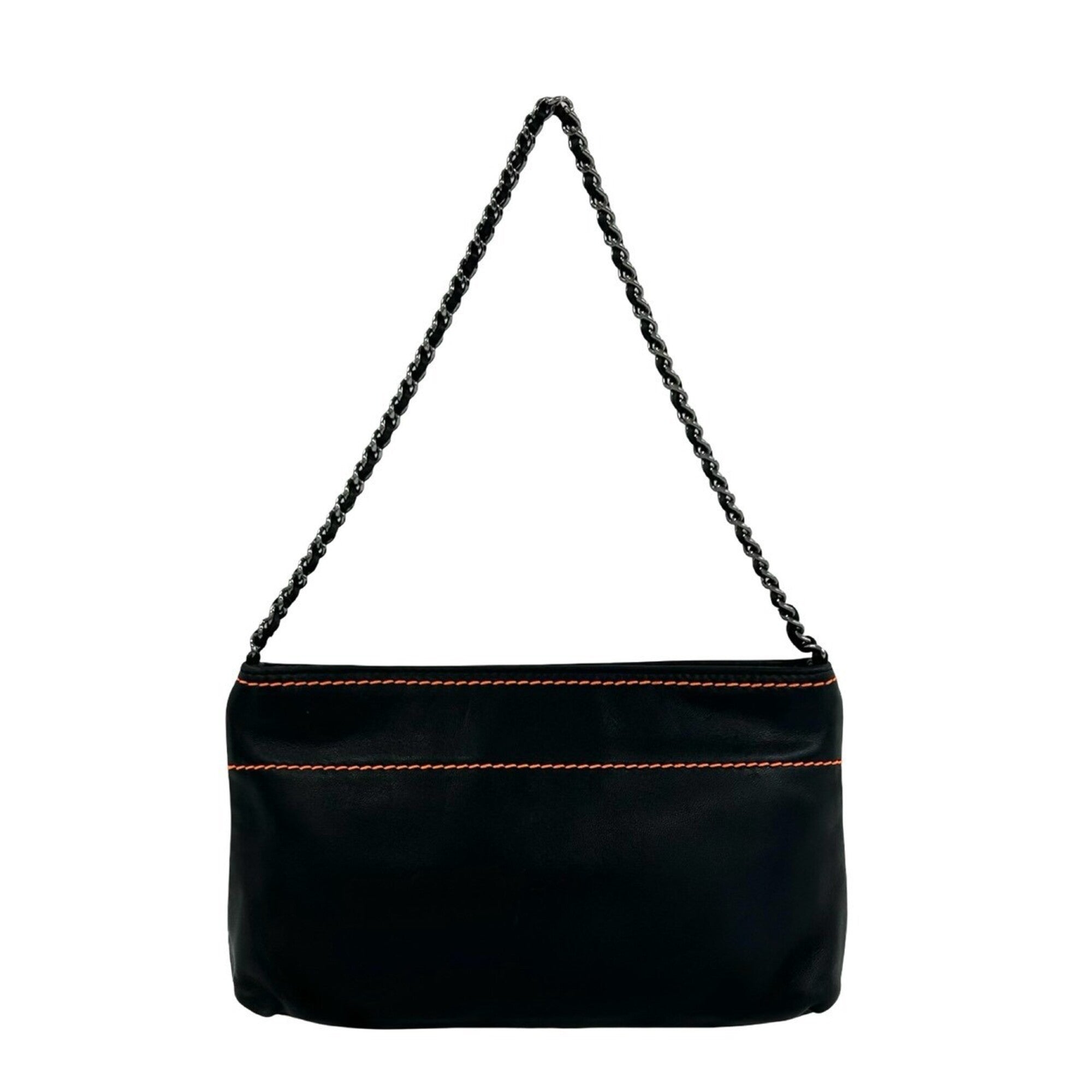 Chanel Black Leather Handbag Shoulder Bag (Pre-Owned)