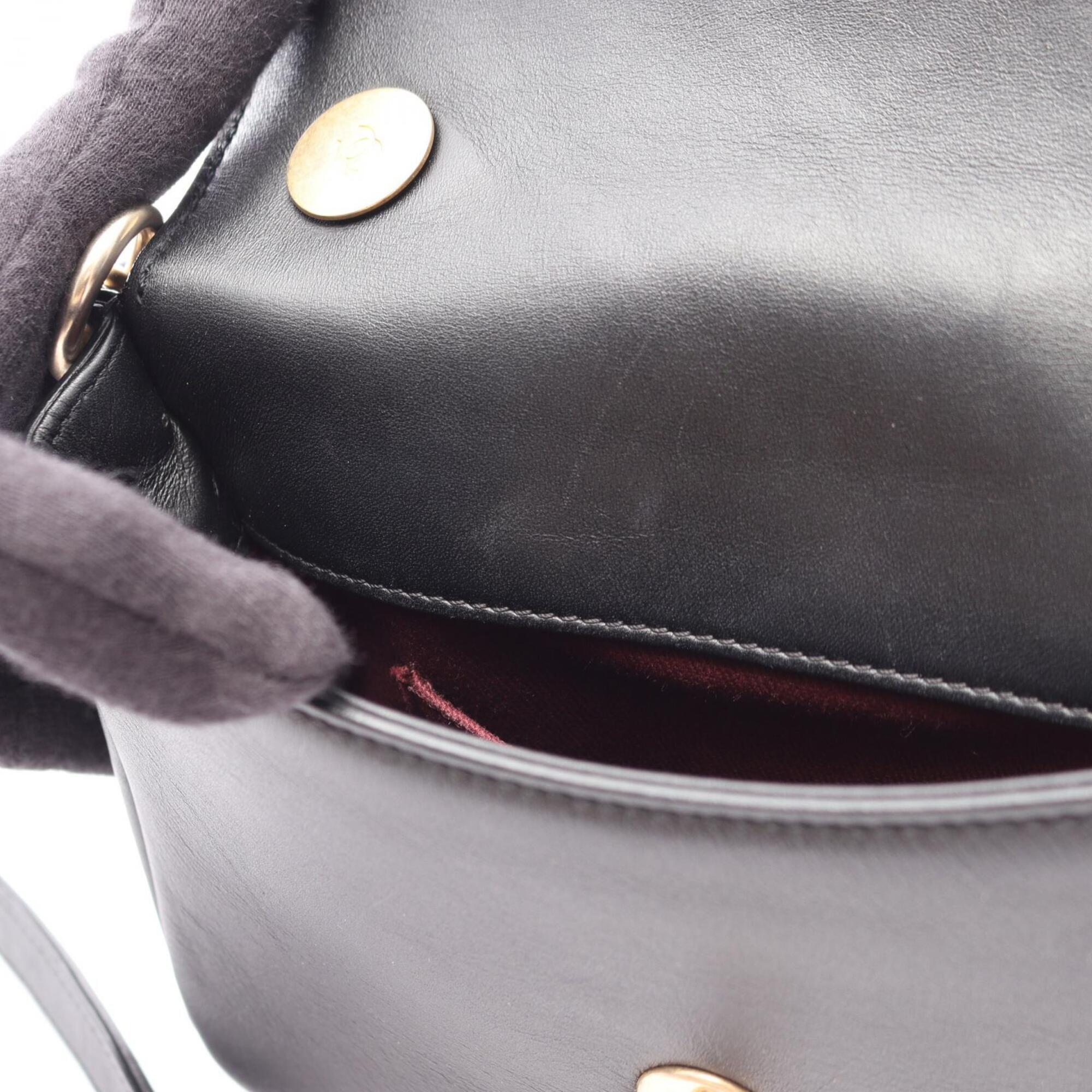 Chanel Black Leather Handbag Shoulder Bag (Pre-Owned)