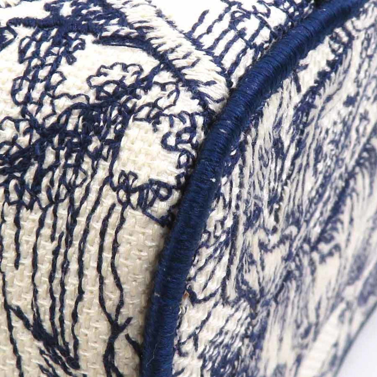 Christian Dior Navy White Canvas Handbag Vanity Bag (Pre-Owned)