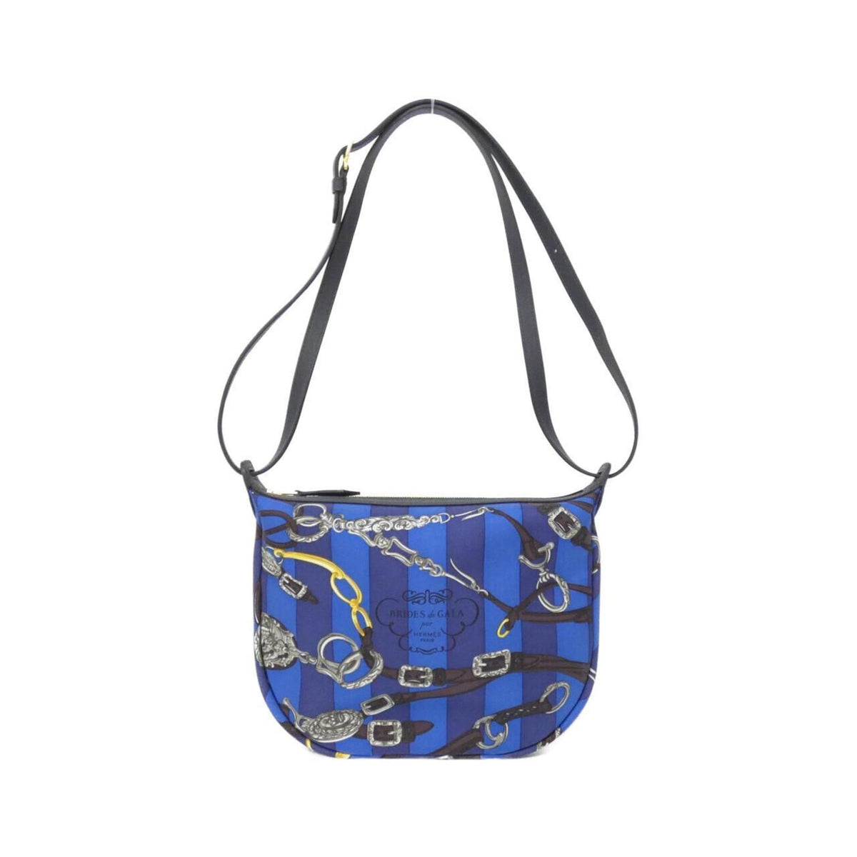 Hermes Blue Ebene Silk Swift Leather Handbag Pouch (Pre-Owned)