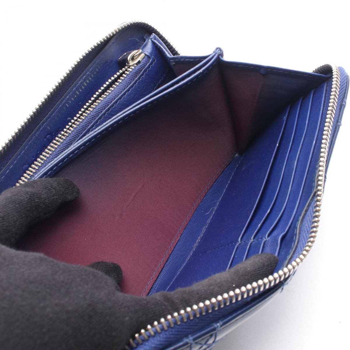 Christian Dior Blue Patent Leather Long Wallet (Bi-Fold) (Pre-Owned)