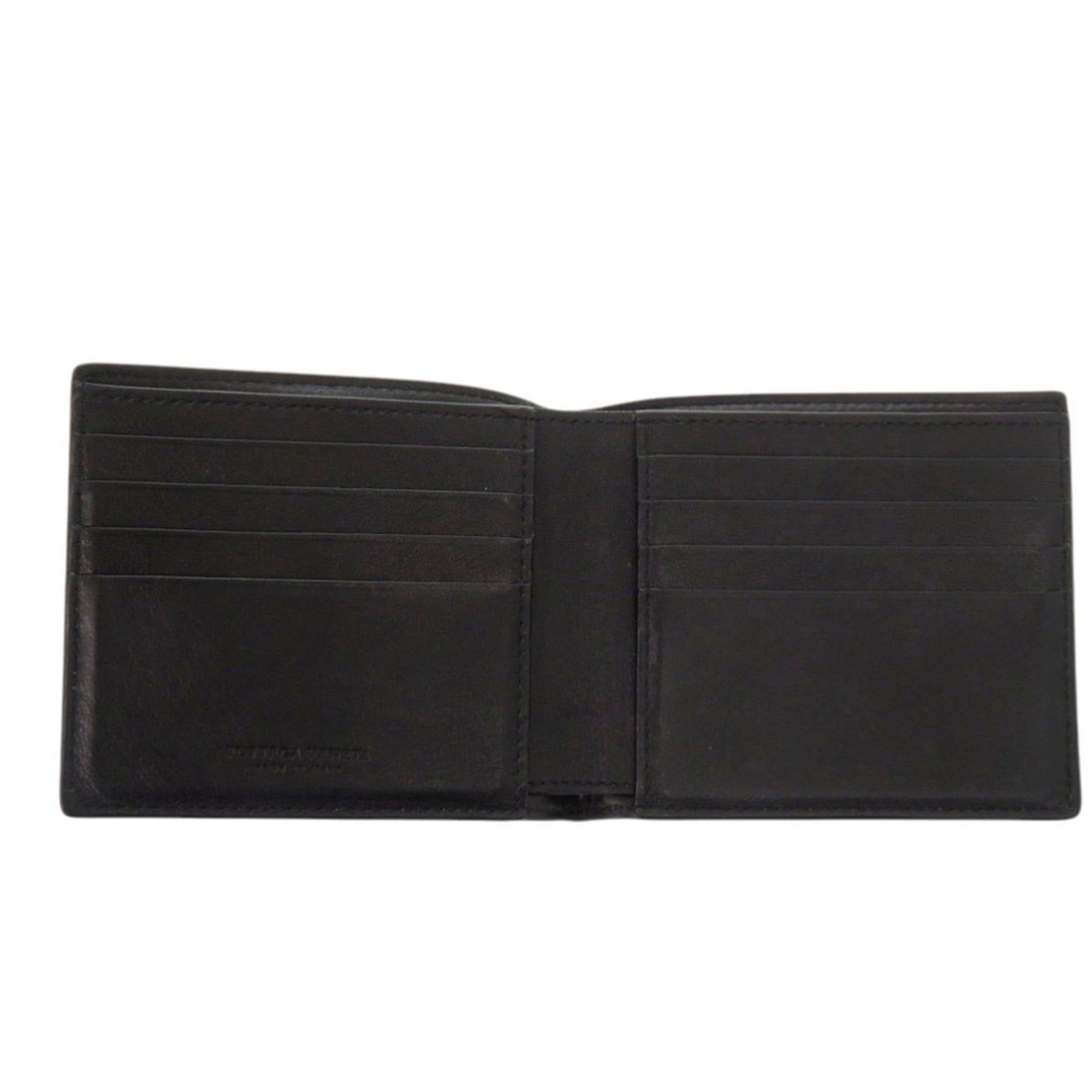 Bottega Veneta Black Blue Leather Wallet (Bi-Fold) (Pre-Owned)