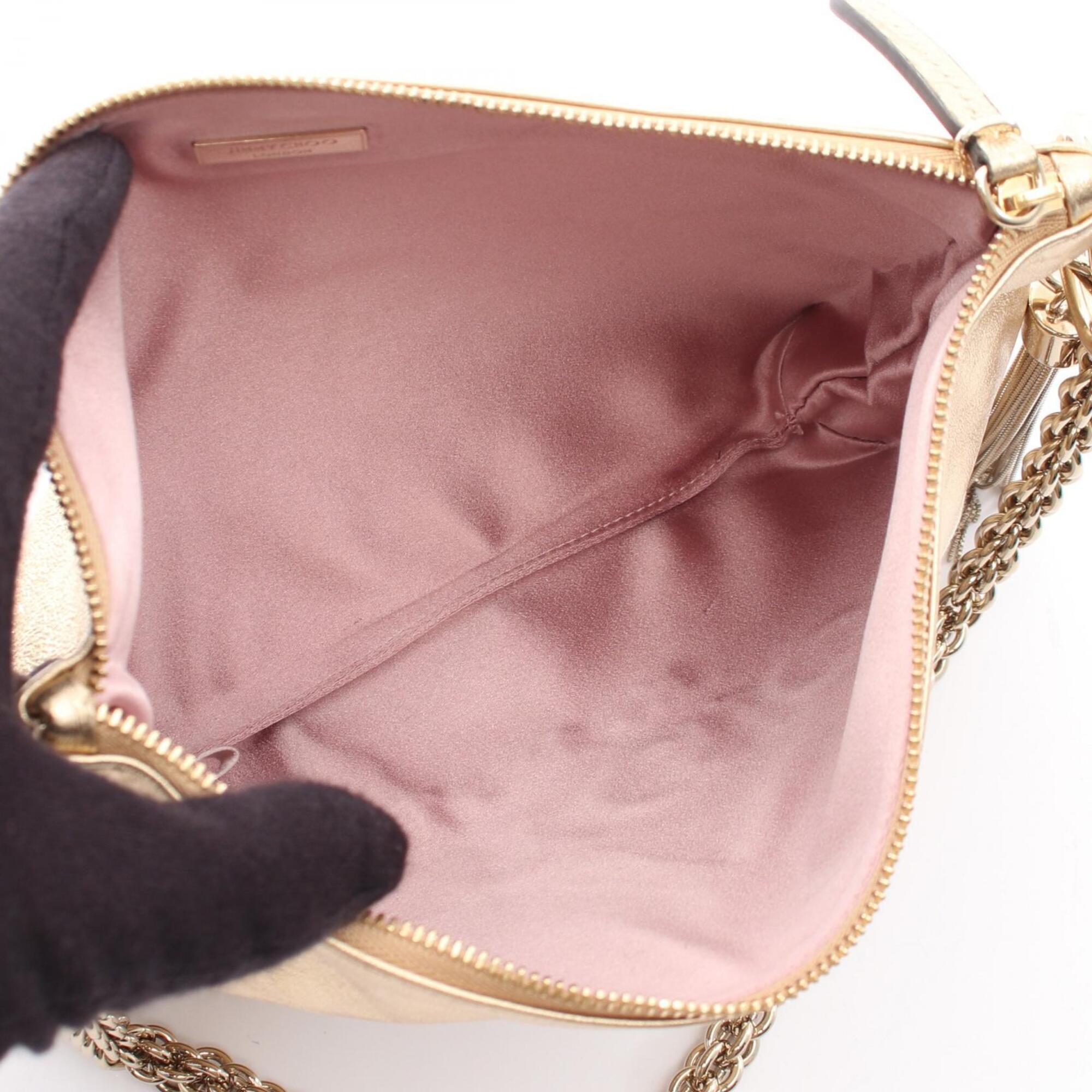 Jimmy Choo Gold Leather Handbag Shoulder Bag (Pre-Owned)