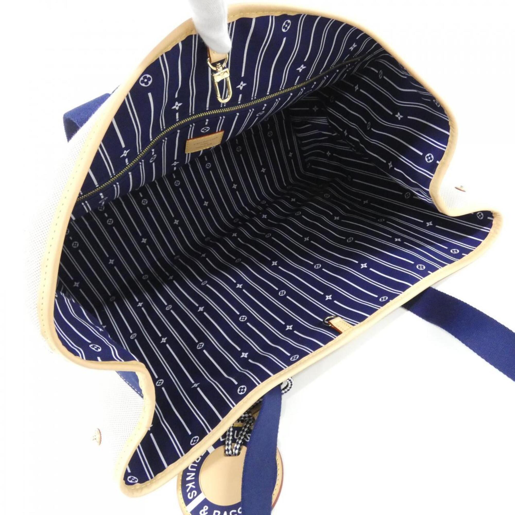 Louis Vuitton Blue White Organic Cotton Canvas Handbag (Pre-Owned)