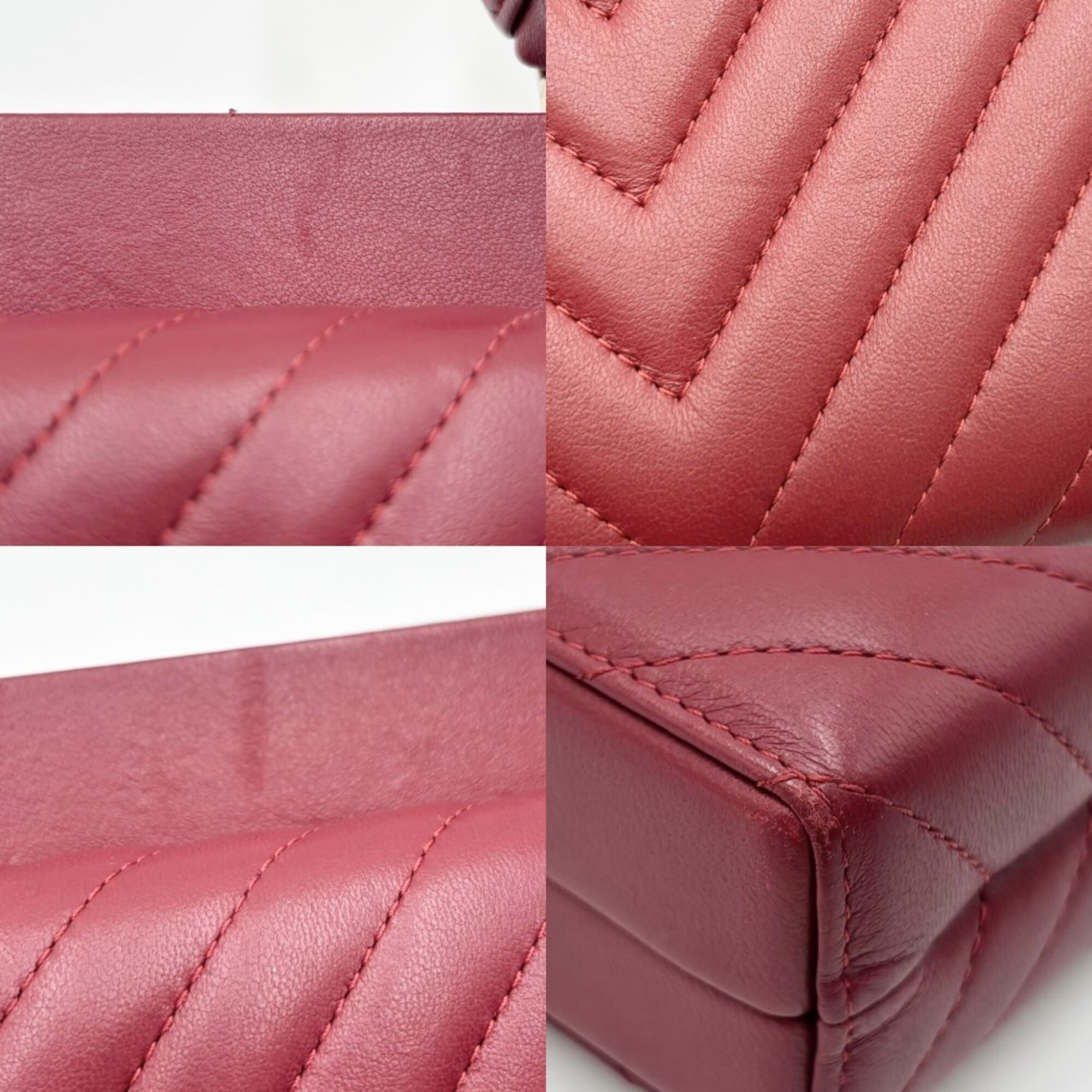 Chanel Red Color Leather Shoulder Bag (Pre-Owned)