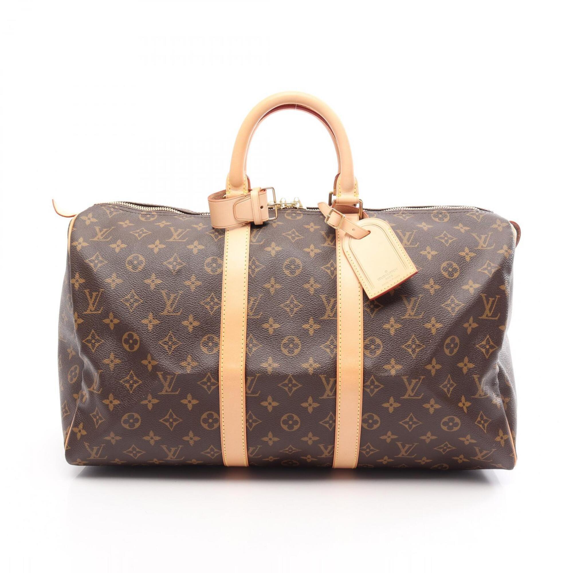 Louis Vuitton Brown Monogram Coated Canvas Leather Boston Bag Handbag (Pre-Owned)