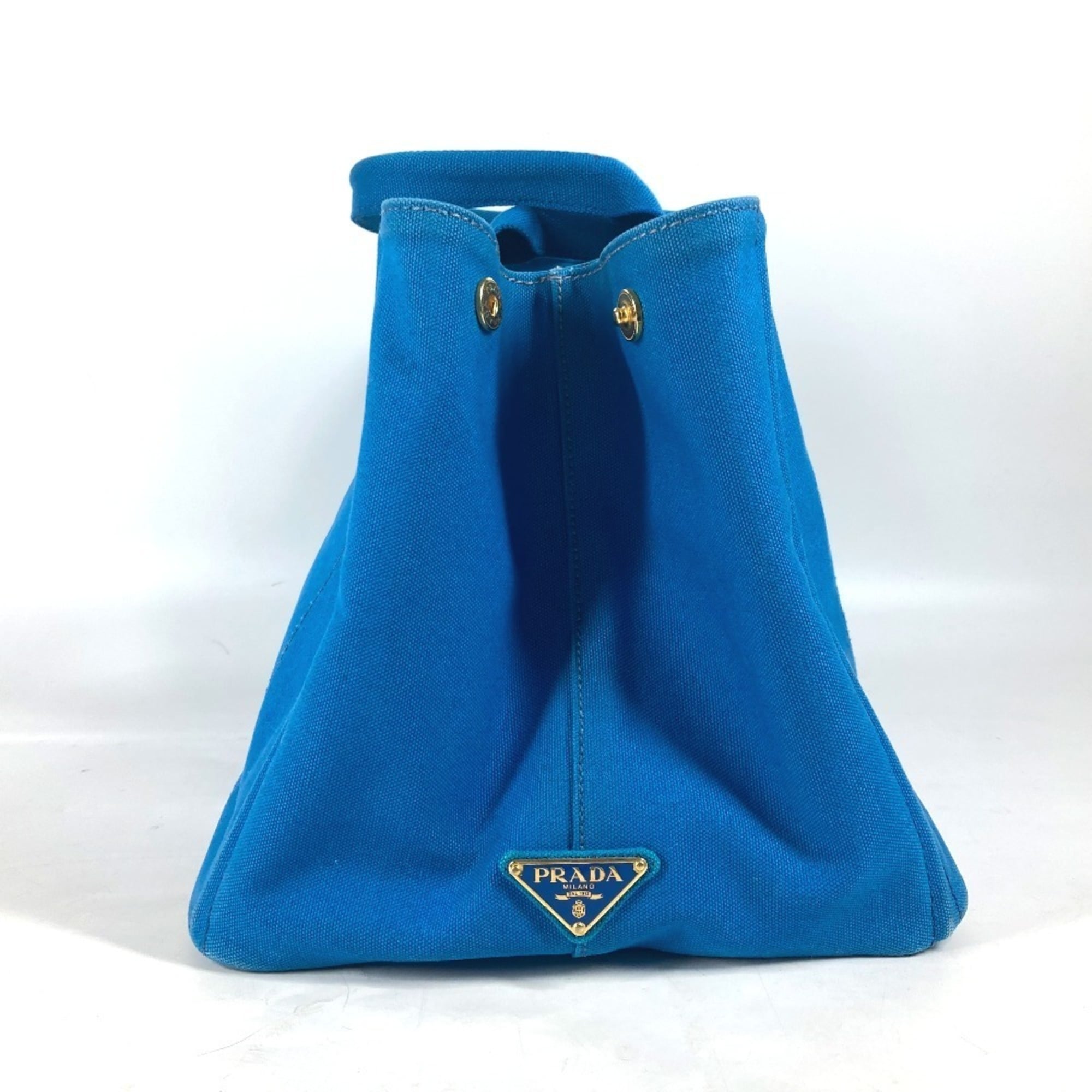 Prada Blue White Canvas Shoulder Bag Tote Bag (Pre-Owned)