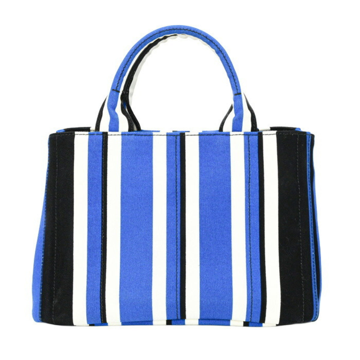 Prada Black Blue White Canvas Handbag (Pre-Owned)
