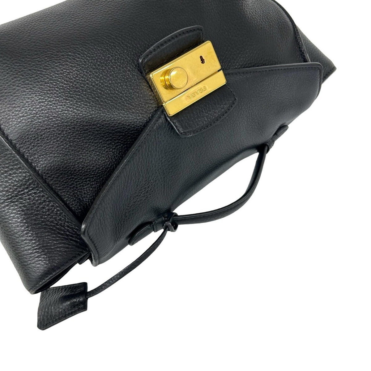 Prada Black Leather Boston Bag Handbag Shoulder Bag (Pre-Owned)