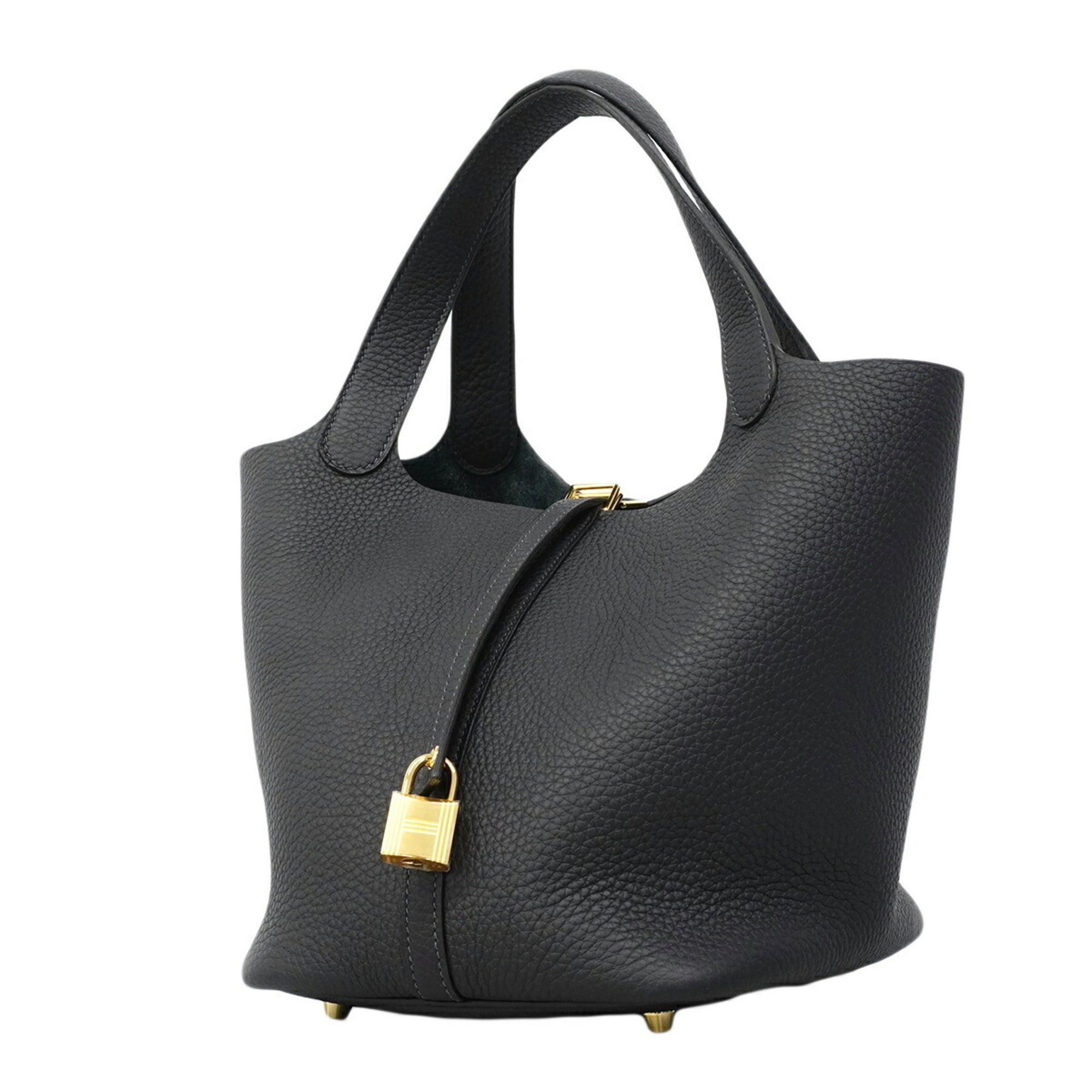 Hermes Gray Taurillon Clemence Leather Handbag (Pre-Owned)
