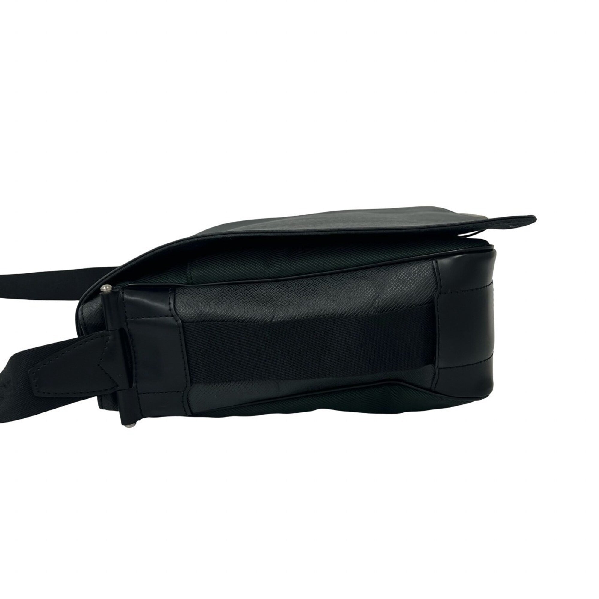Louis Vuitton Black Green Leather Canvas Shoulder Bag (Pre-Owned)
