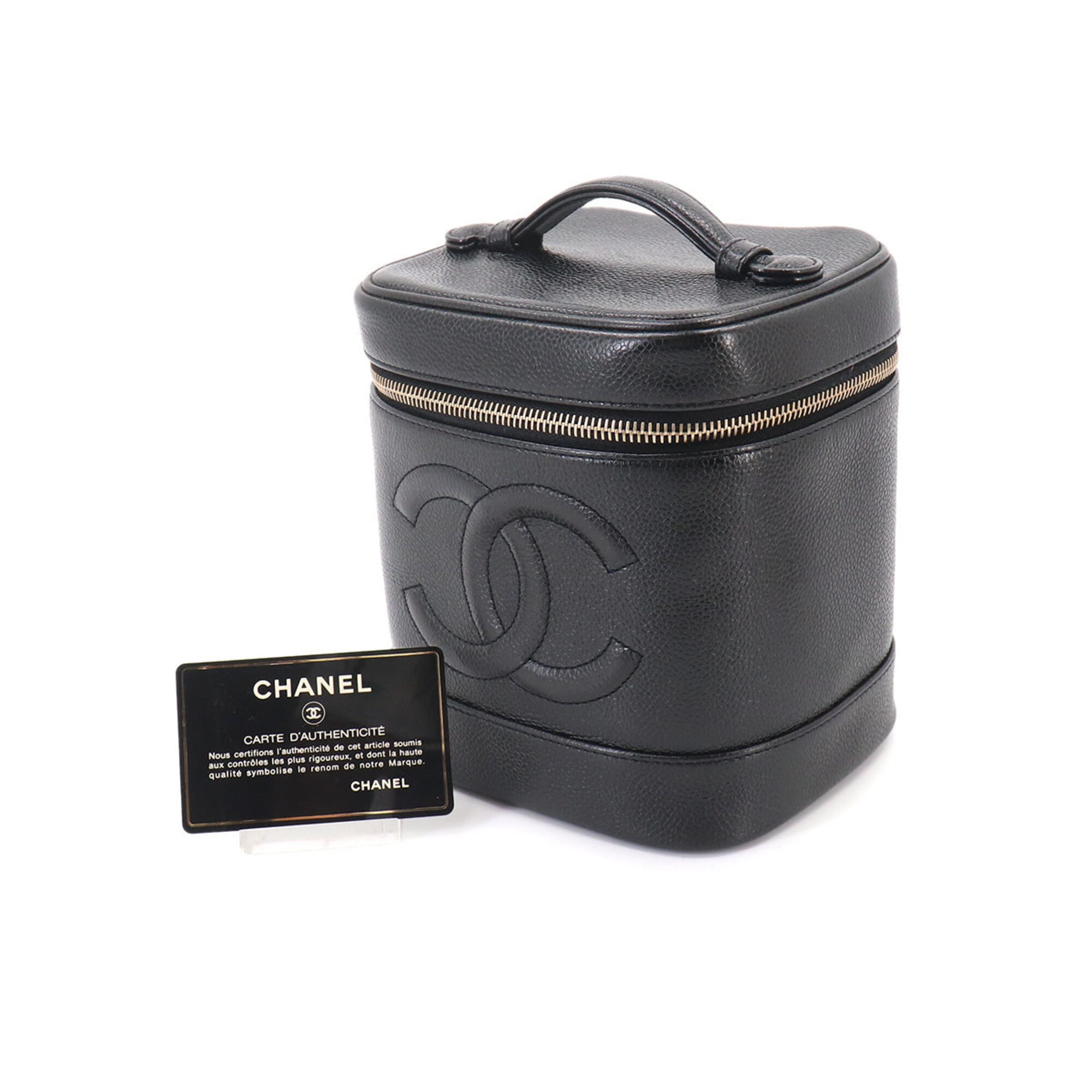 Chanel Black Grained Calfskin Handbag Vanity Bag (Pre-Owned)