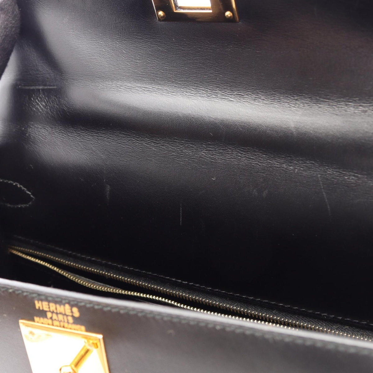Hermes Black Box Calf Leather Handbag (Pre-Owned)