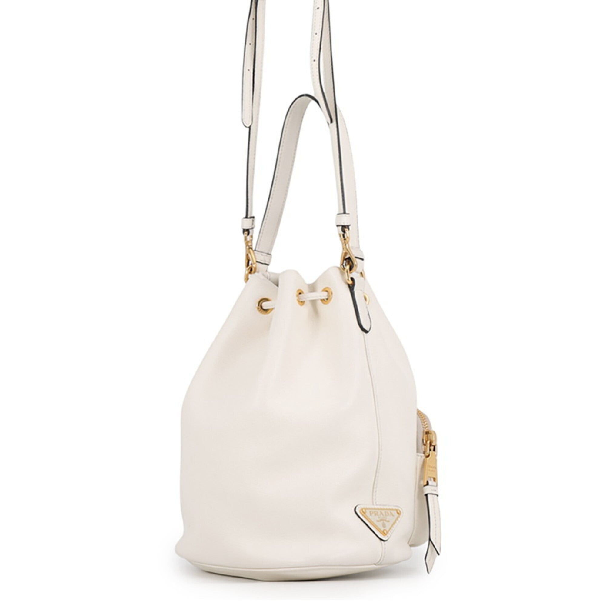 Prada White Leather Handbag Shoulder Bag (Pre-Owned)