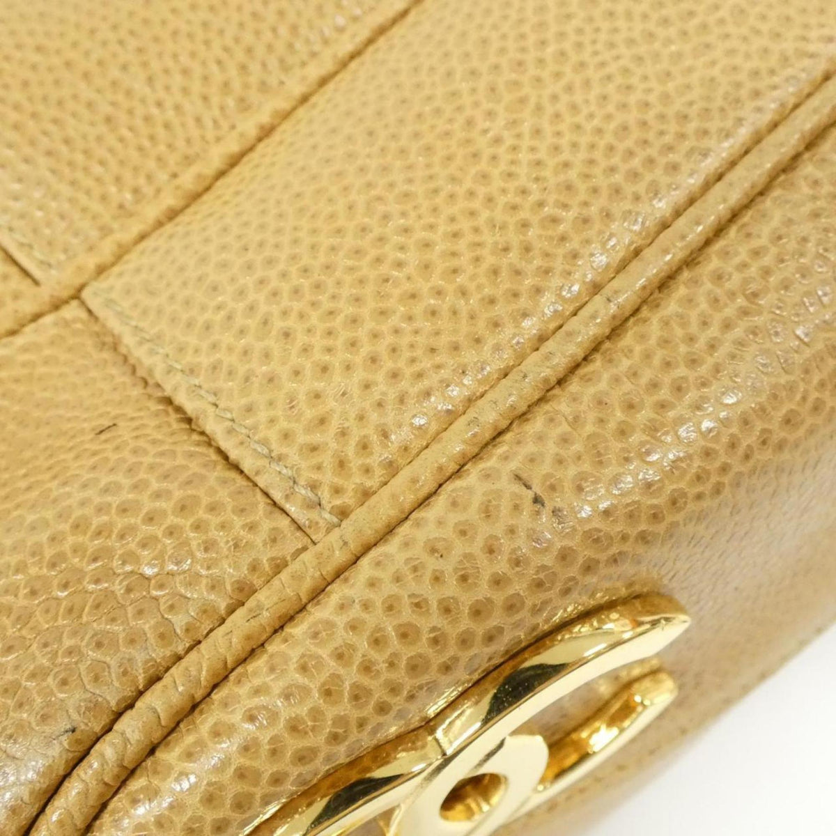 Chanel Beige Grained Calfskin Shoulder Bag (Pre-Owned)