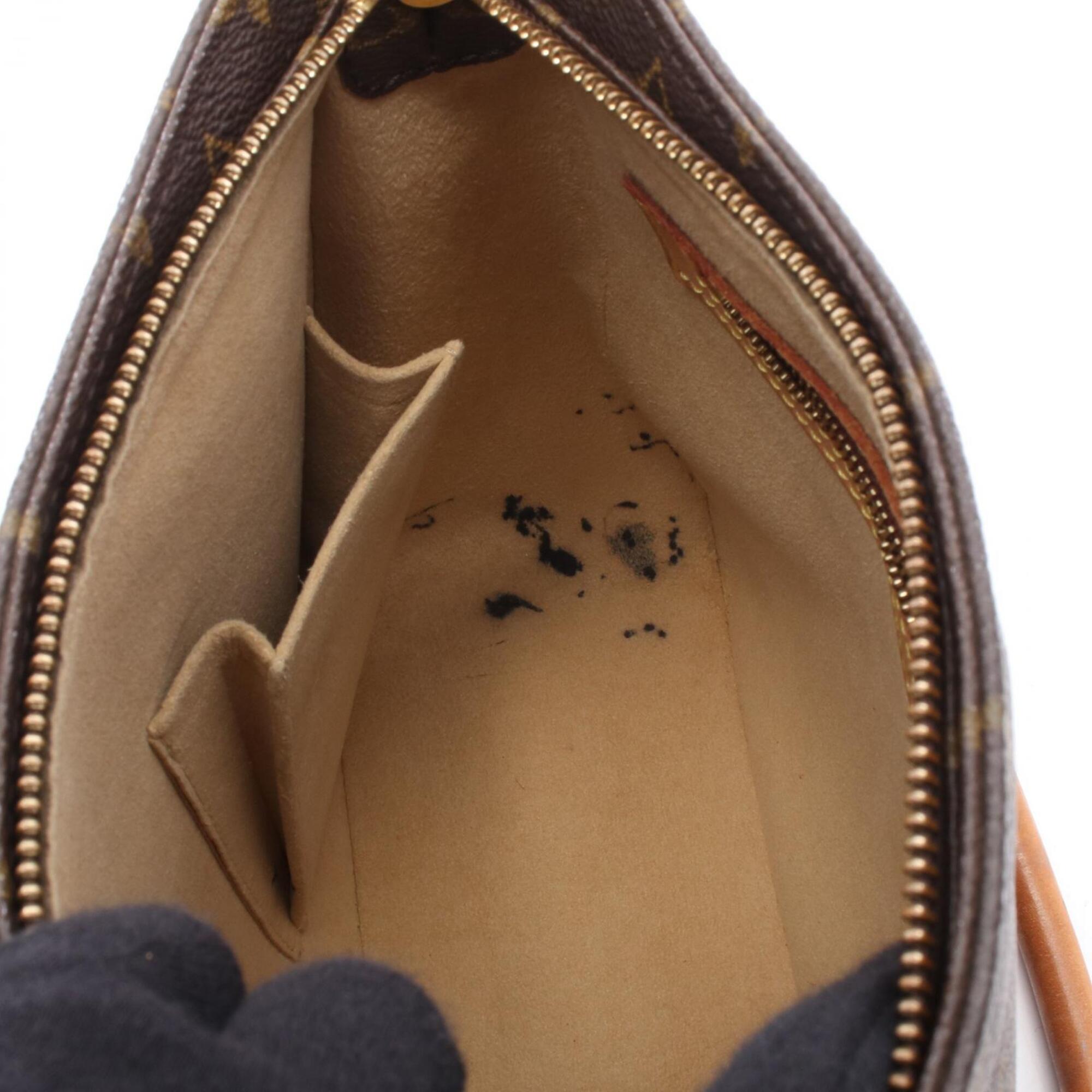 Louis Vuitton Brown Coated Canvas Leather Handbag Shoulder Bag (Pre-Owned)