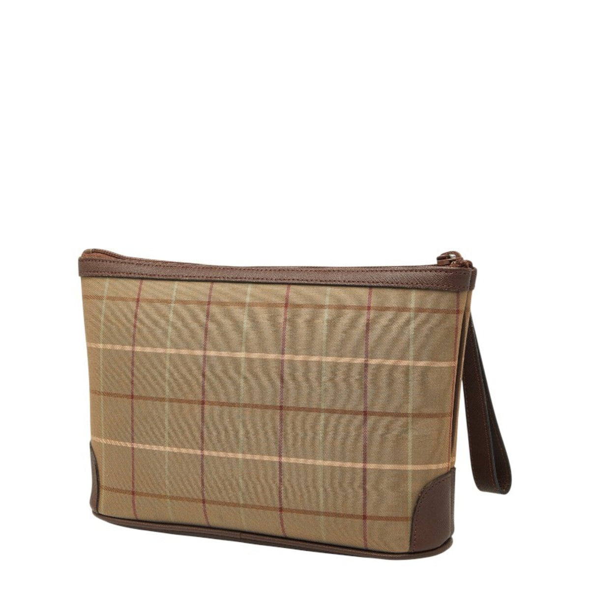 Burberry Brown Green Khaki Canvas Leather Handbag Pouch (Pre-Owned)