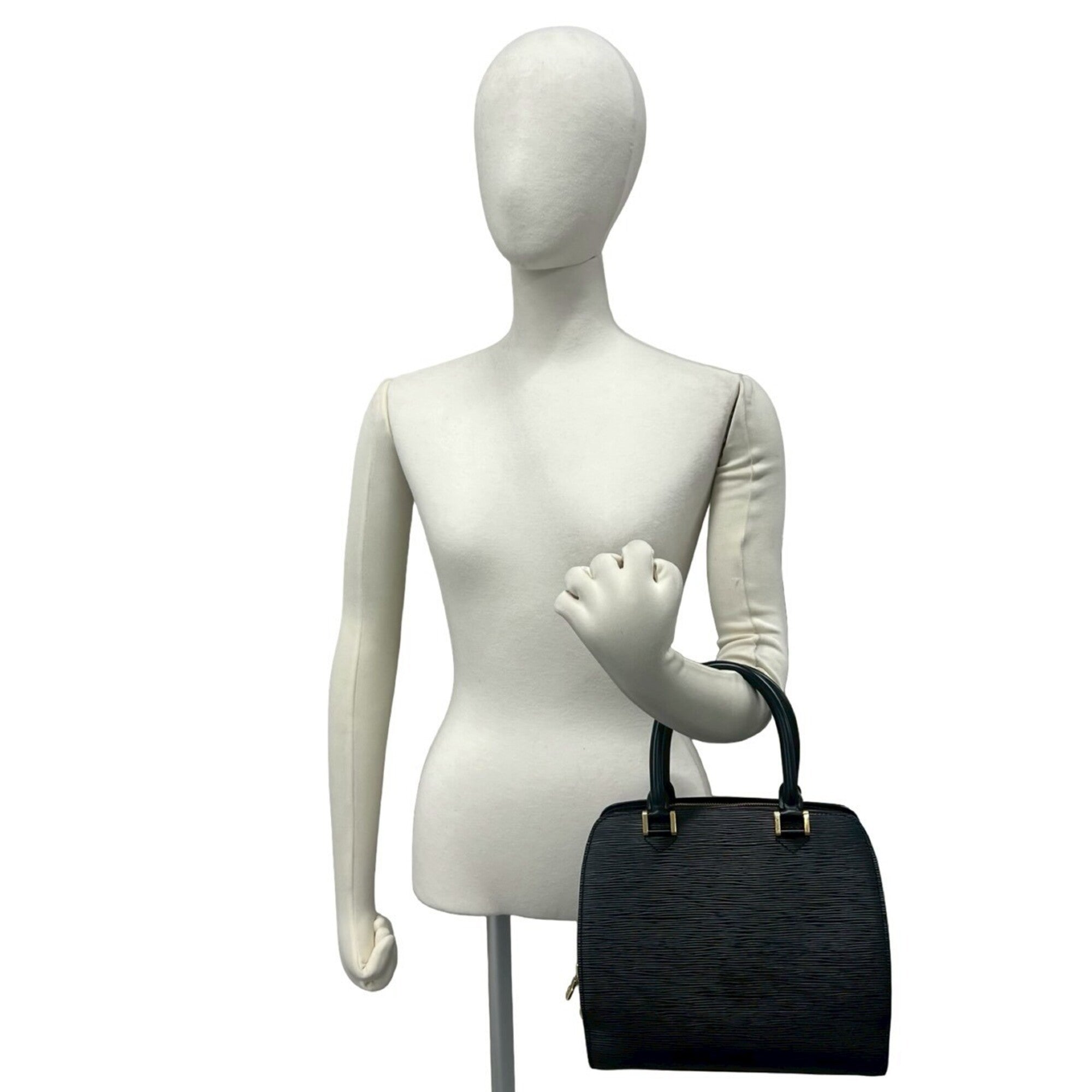 Louis Vuitton Black Leather Boston Bag Handbag (Pre-Owned)
