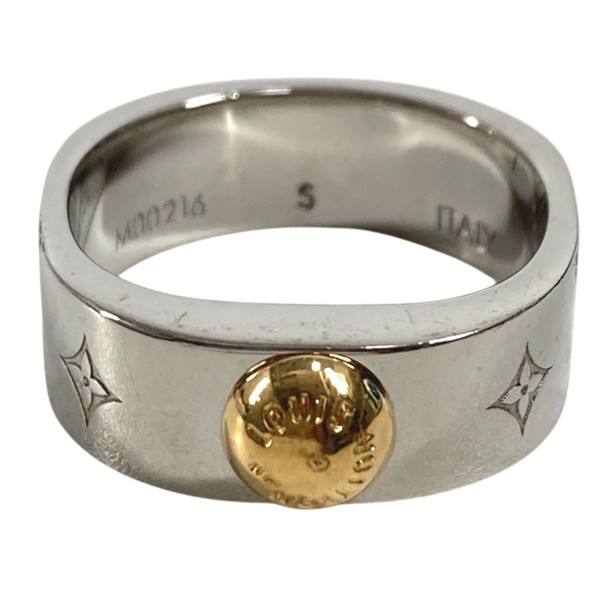 Louis Vuitton Gold Silver Metal Band Ring (Pre-Owned)