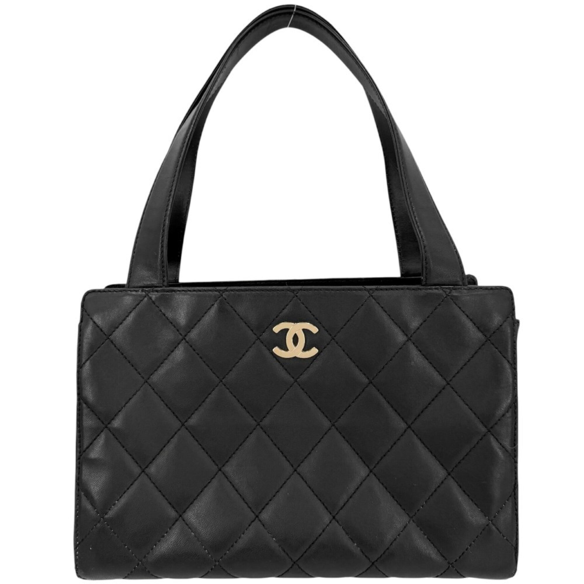 Chanel Matelasse Black Leather Handbag Tote Bag (Pre-Owned)