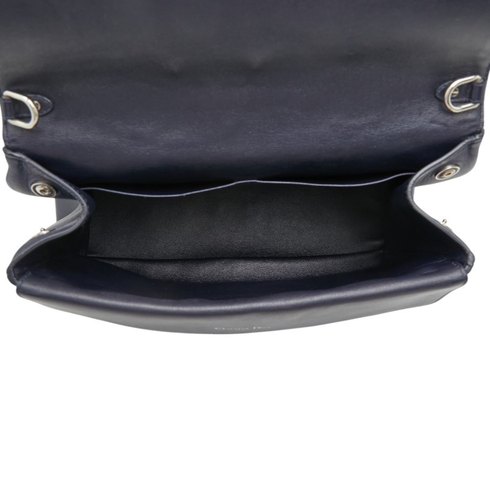 Christian Dior Navy Silver Leather Handbag Shoulder Bag (Pre-Owned)