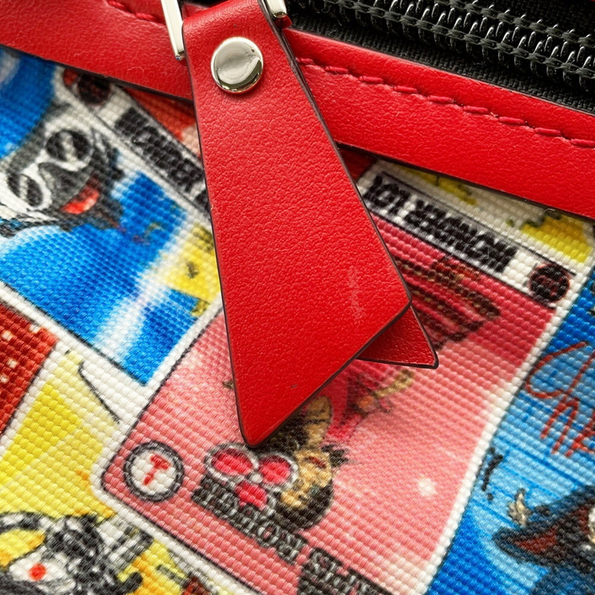 Christian Louboutin Red Color Canvas Leather Backpack (Pre-Owned)
