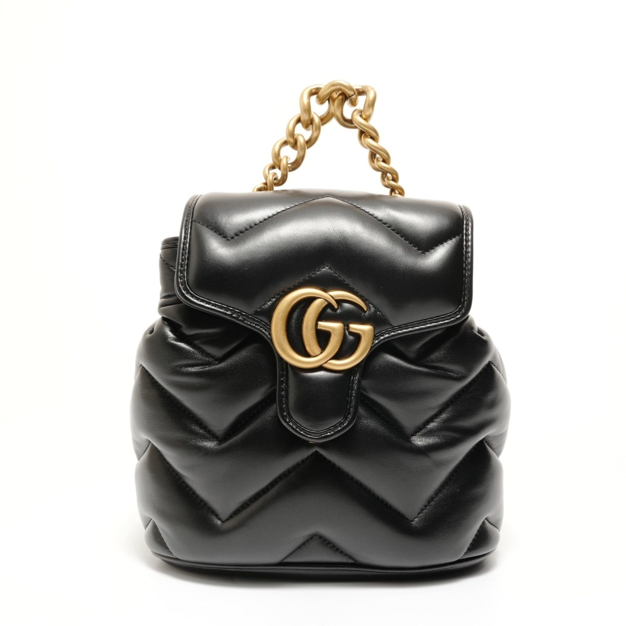 Gucci Gg Marmont Black Quilting Backpack (Pre-Owned)